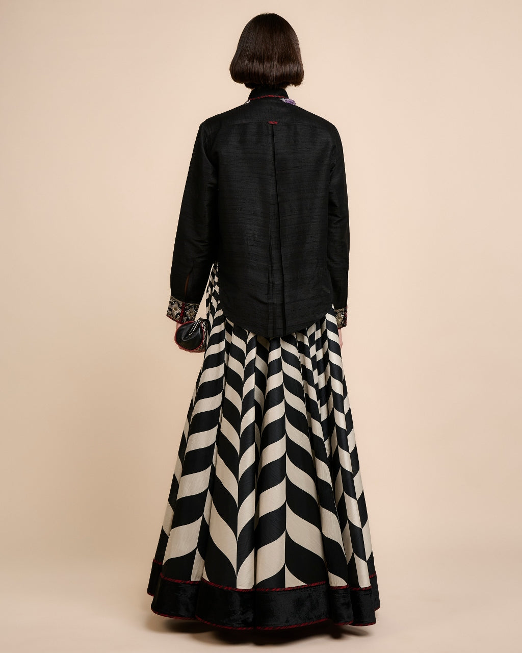 Noir Chevron Skirt Set