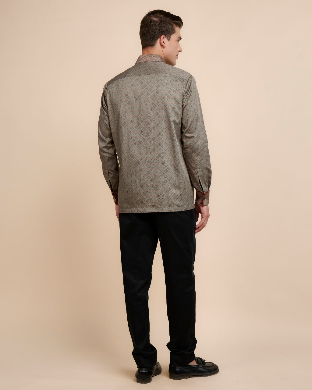 Rust Orange - Grey Printed Shirt Sets