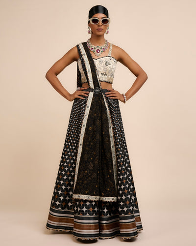 Ivory - Black Skirt Set