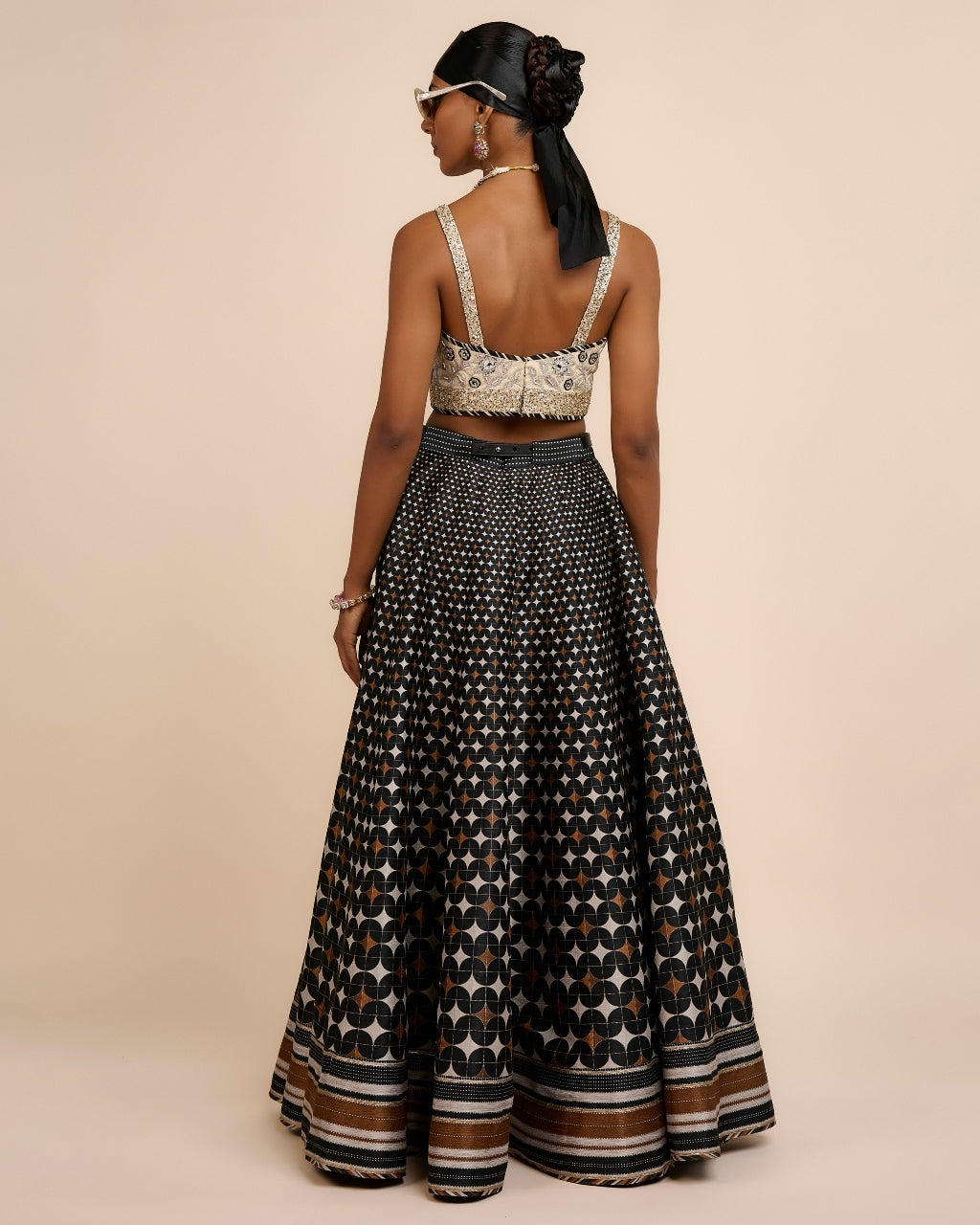 Ivory - Black Skirt Set