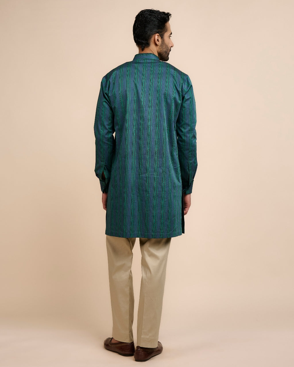 Teal Blue Striped Kurta Sets