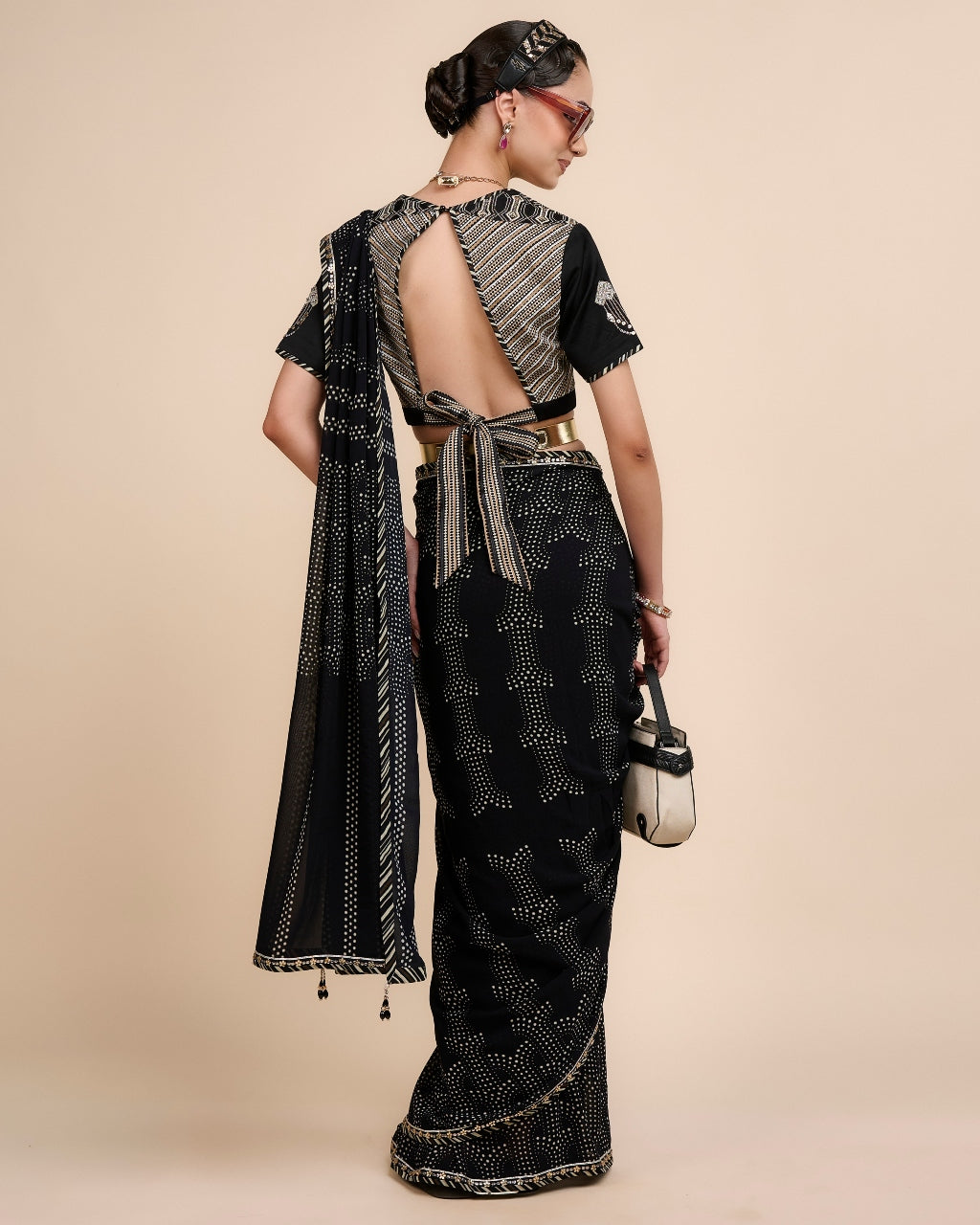 Noir - Ivory Saree Set