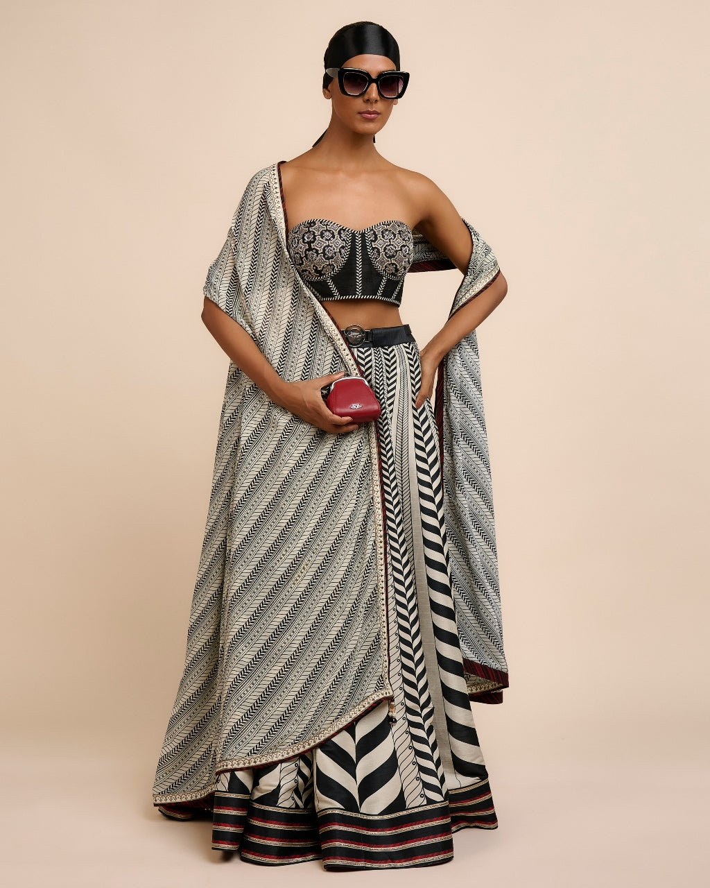 Ivory Chevron Corset Skirt Set