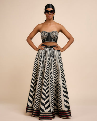 Ivory Chevron Corset Skirt Set