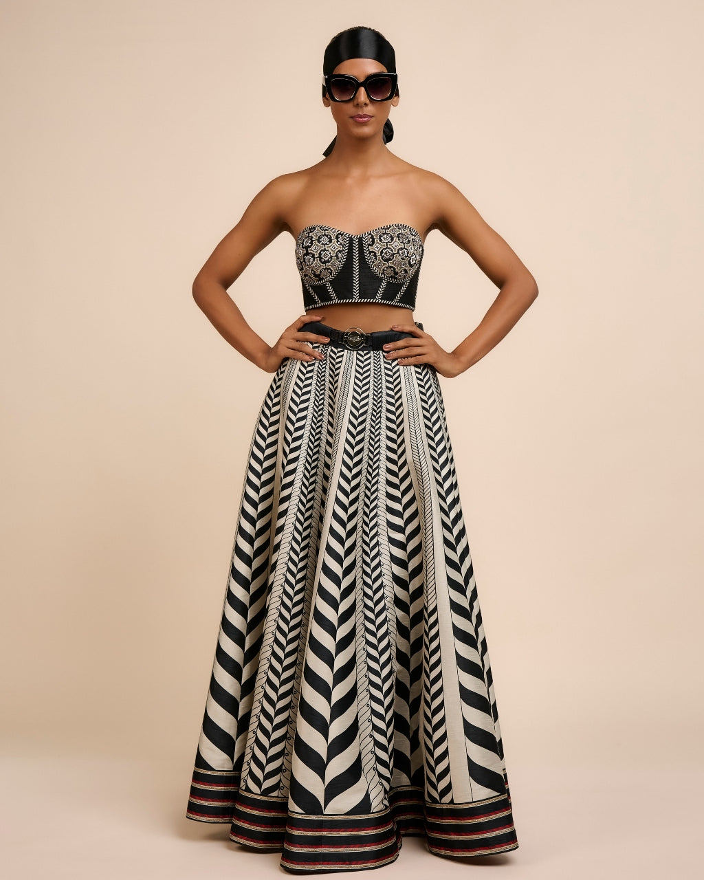 Ivory Chevron Corset Skirt Set