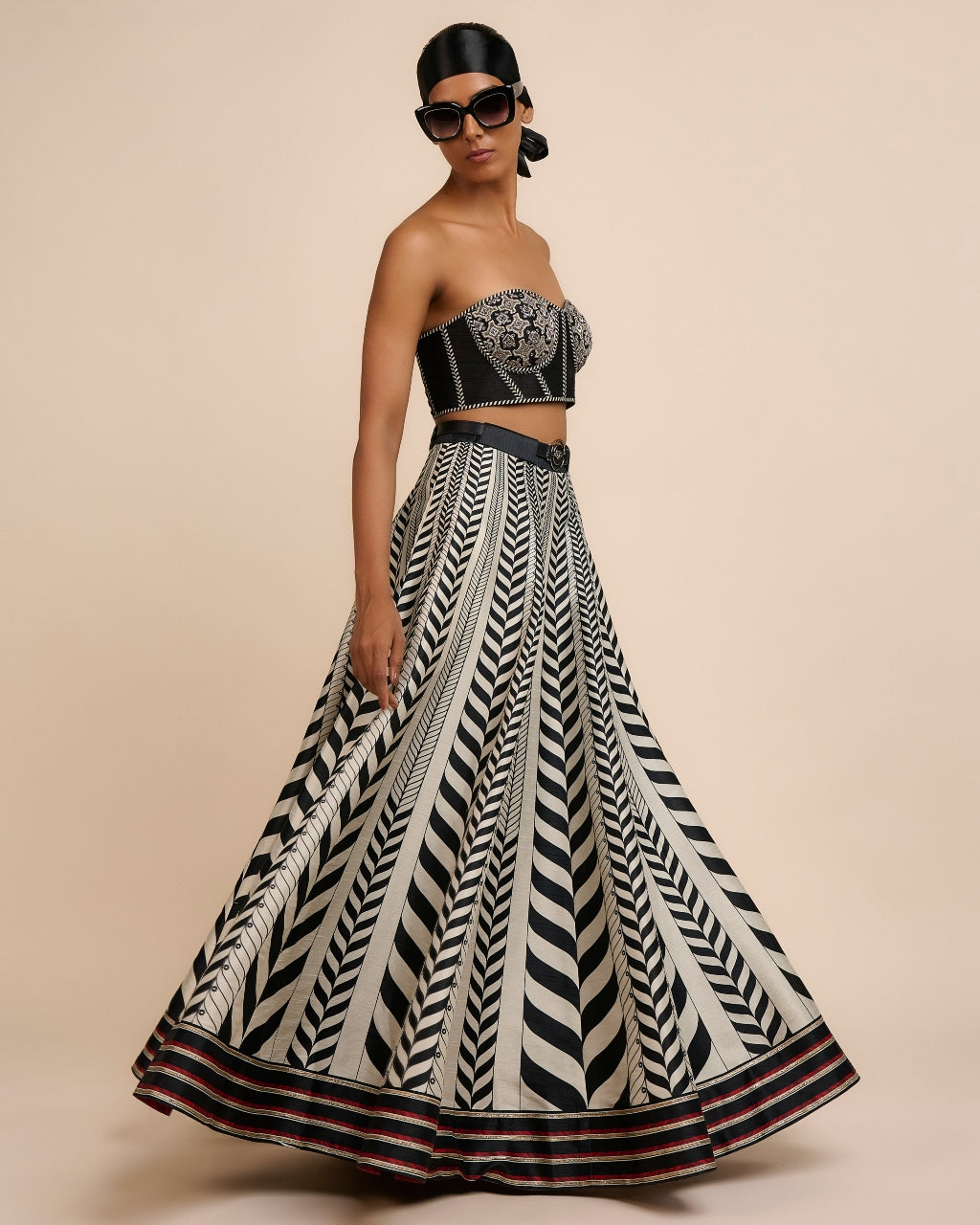 Ivory Chevron Corset Skirt Set