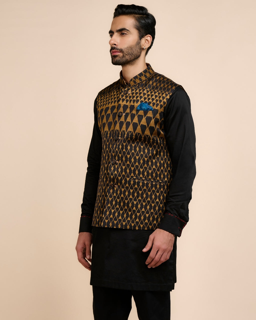 Bronze Printed Nehru Jacket Set