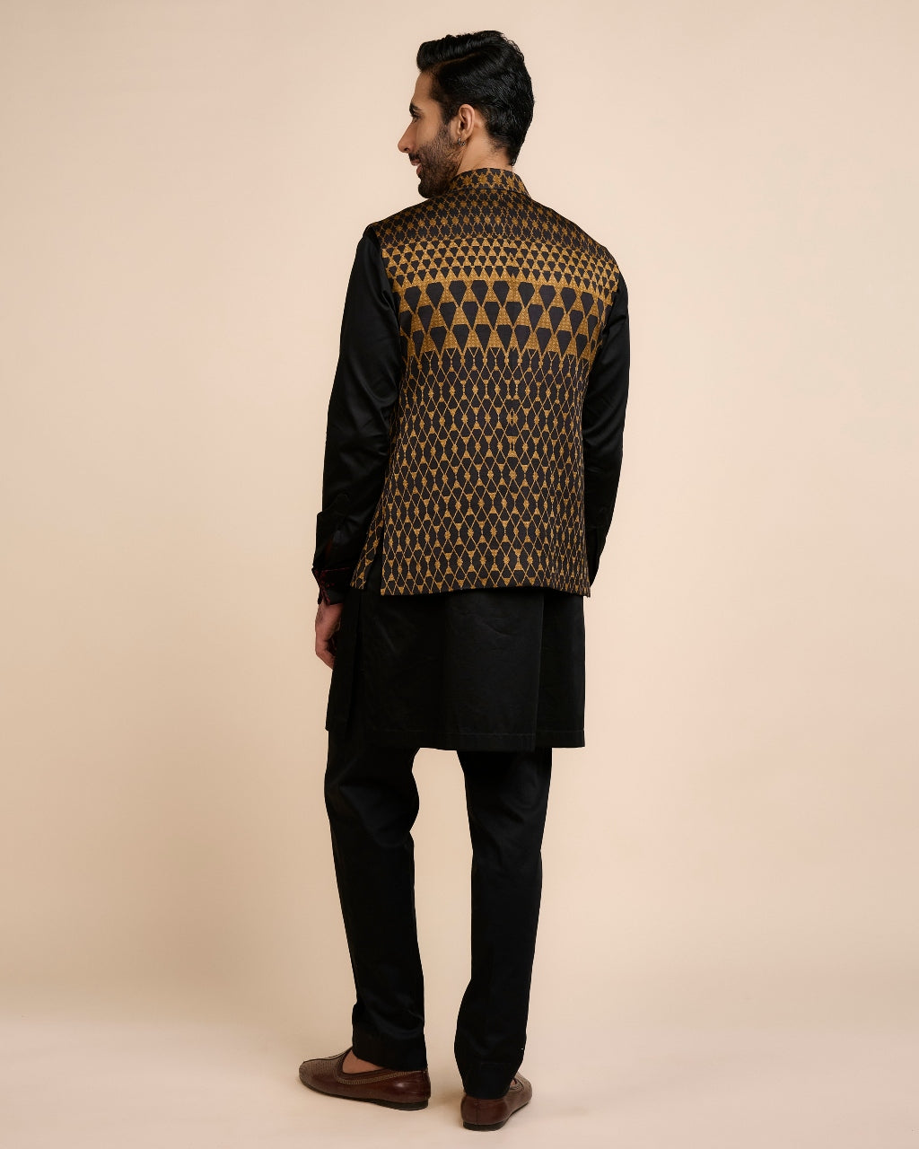 Bronze Printed Nehru Jacket Set