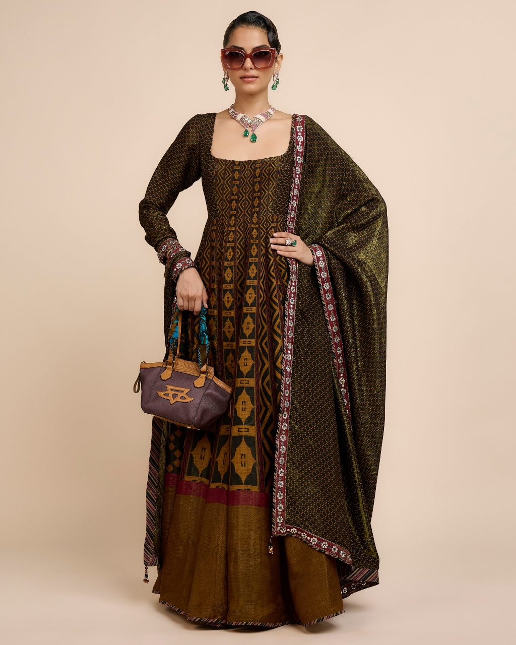 Metallic Ochre Anarkali