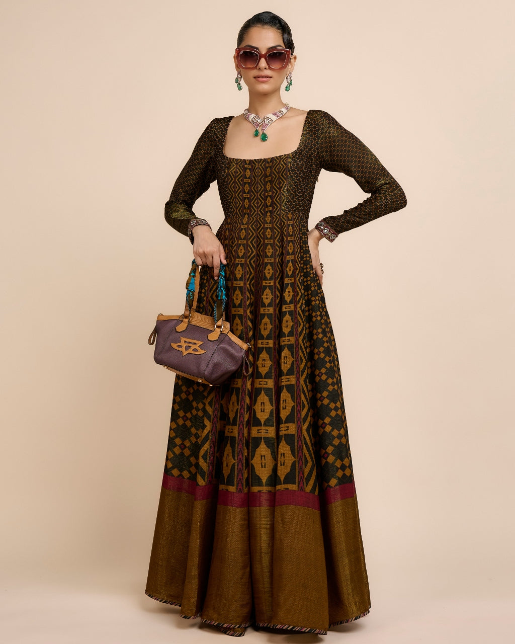 Metallic Ochre Anarkali