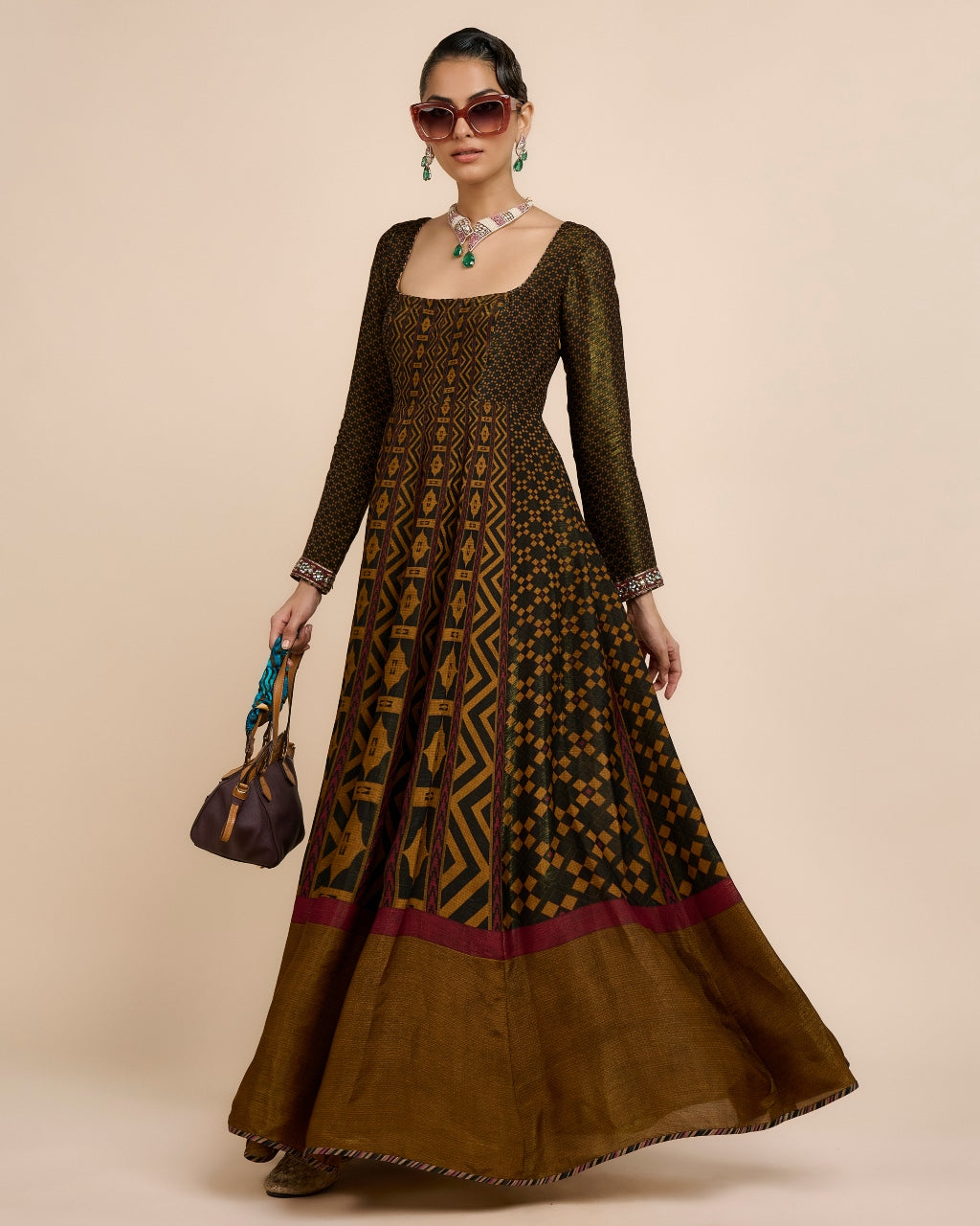 Metallic Ochre Anarkali