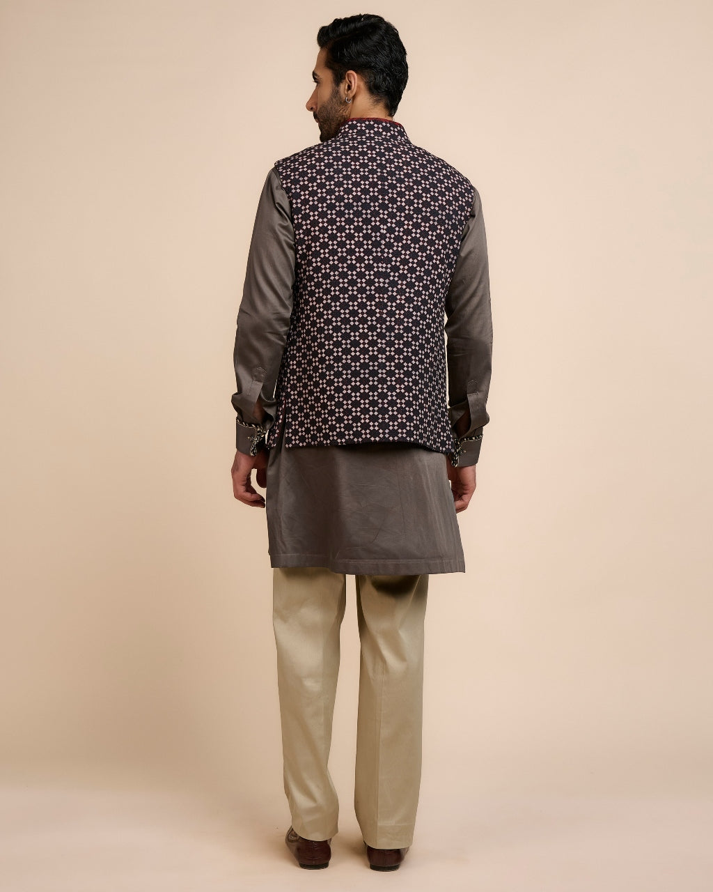 Noir Printed Nehru Jacket Set