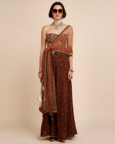 Rust Orange Sharara Set