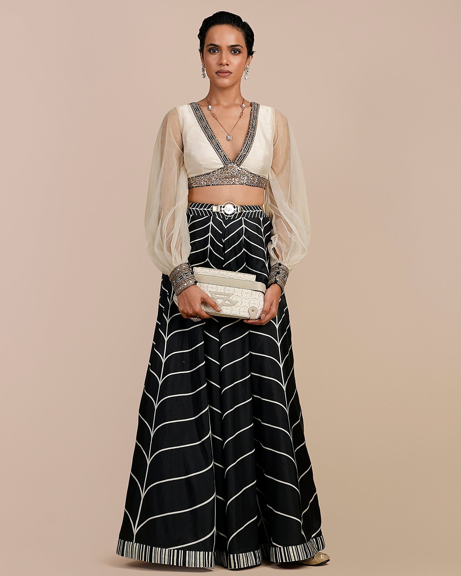 Linear Chevron Sharara Set