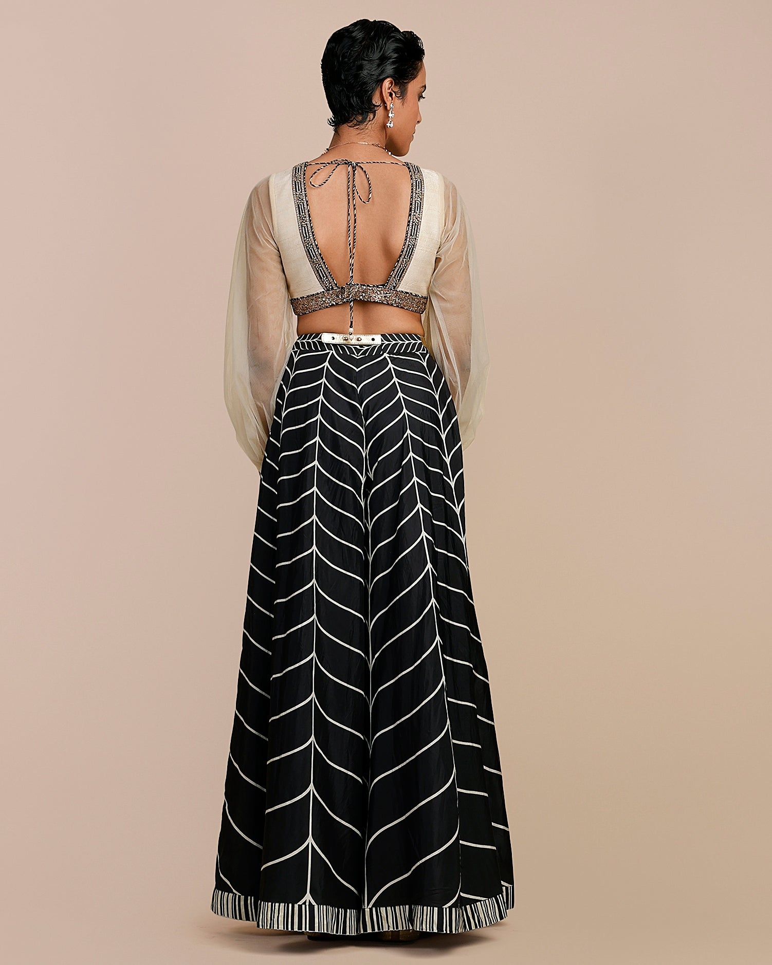 Linear Chevron Sharara Set
