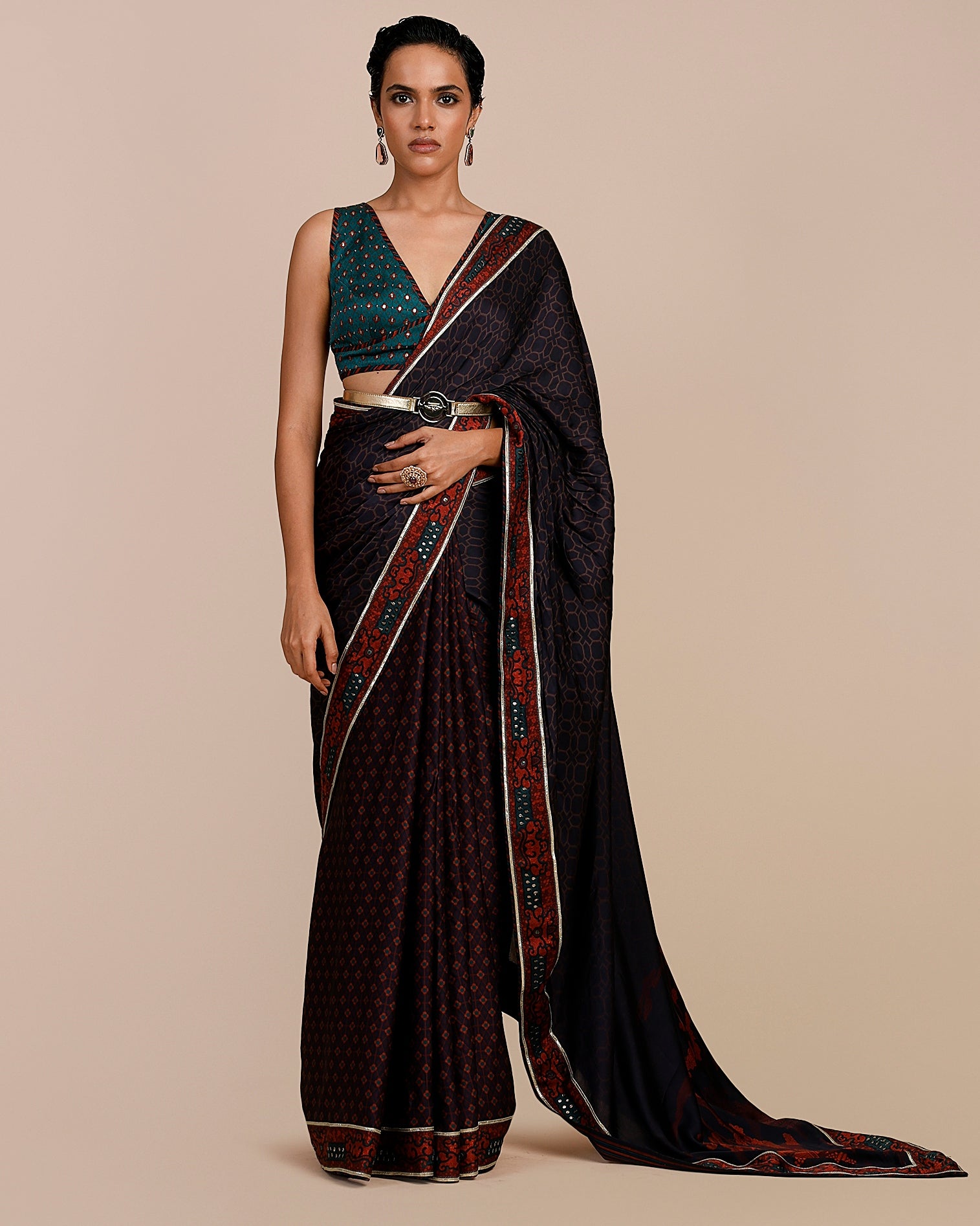 Mulberry Purple - Turquoise Blue Sari Set