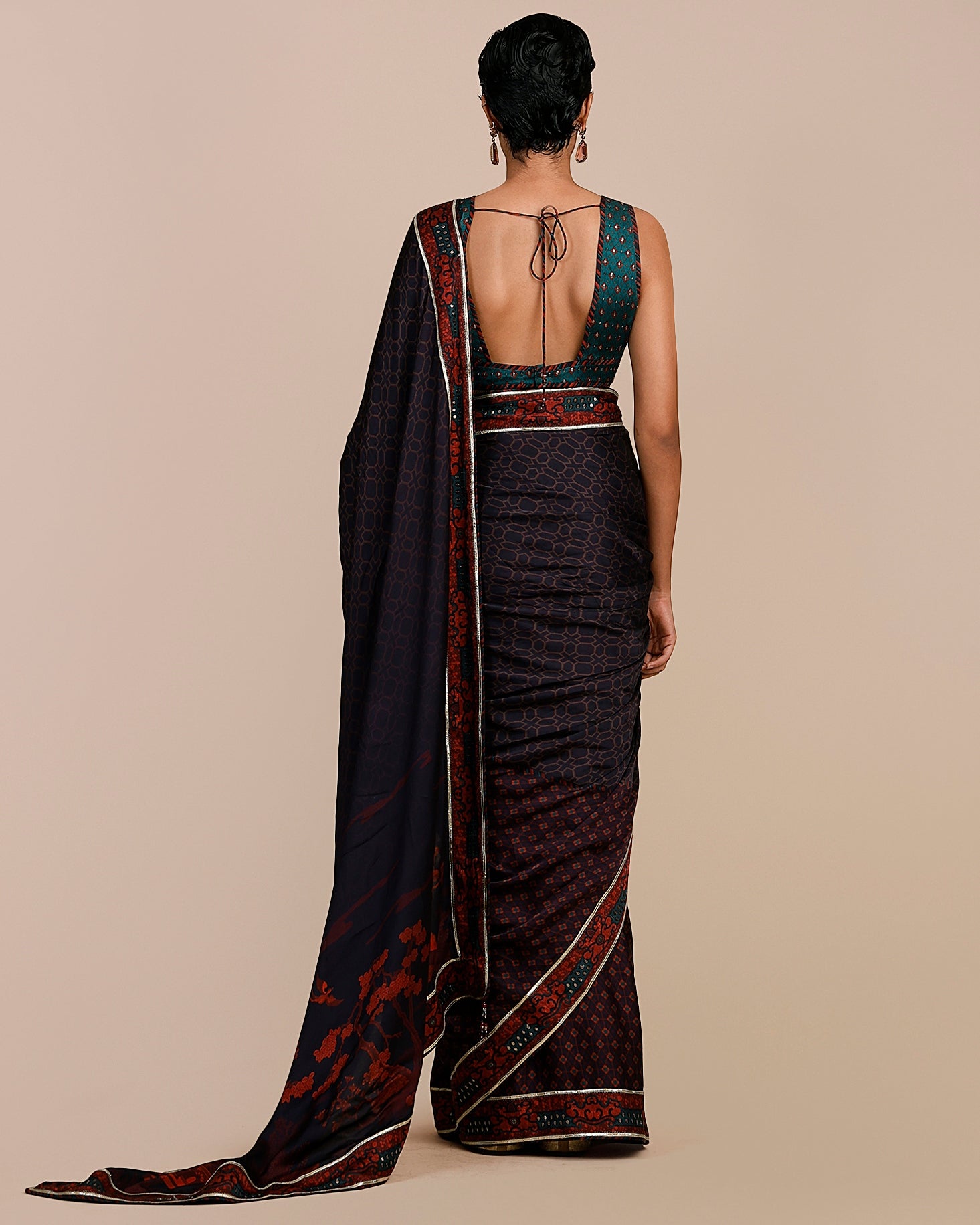 Mulberry Purple - Turquoise Blue Sari Set