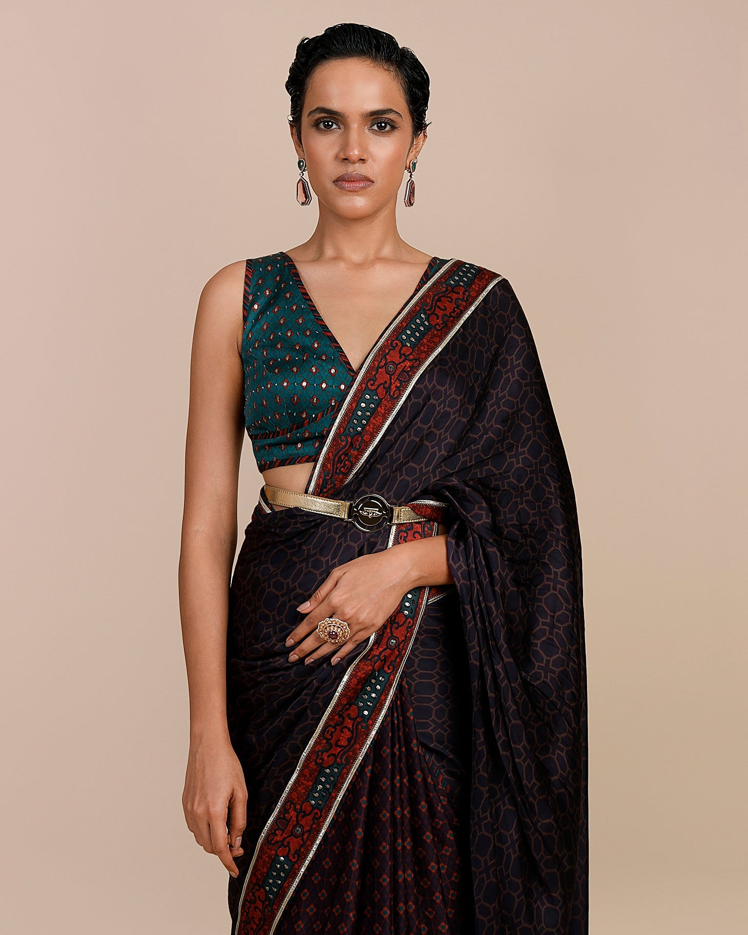 Mulberry Purple - Turquoise Blue Sari Set