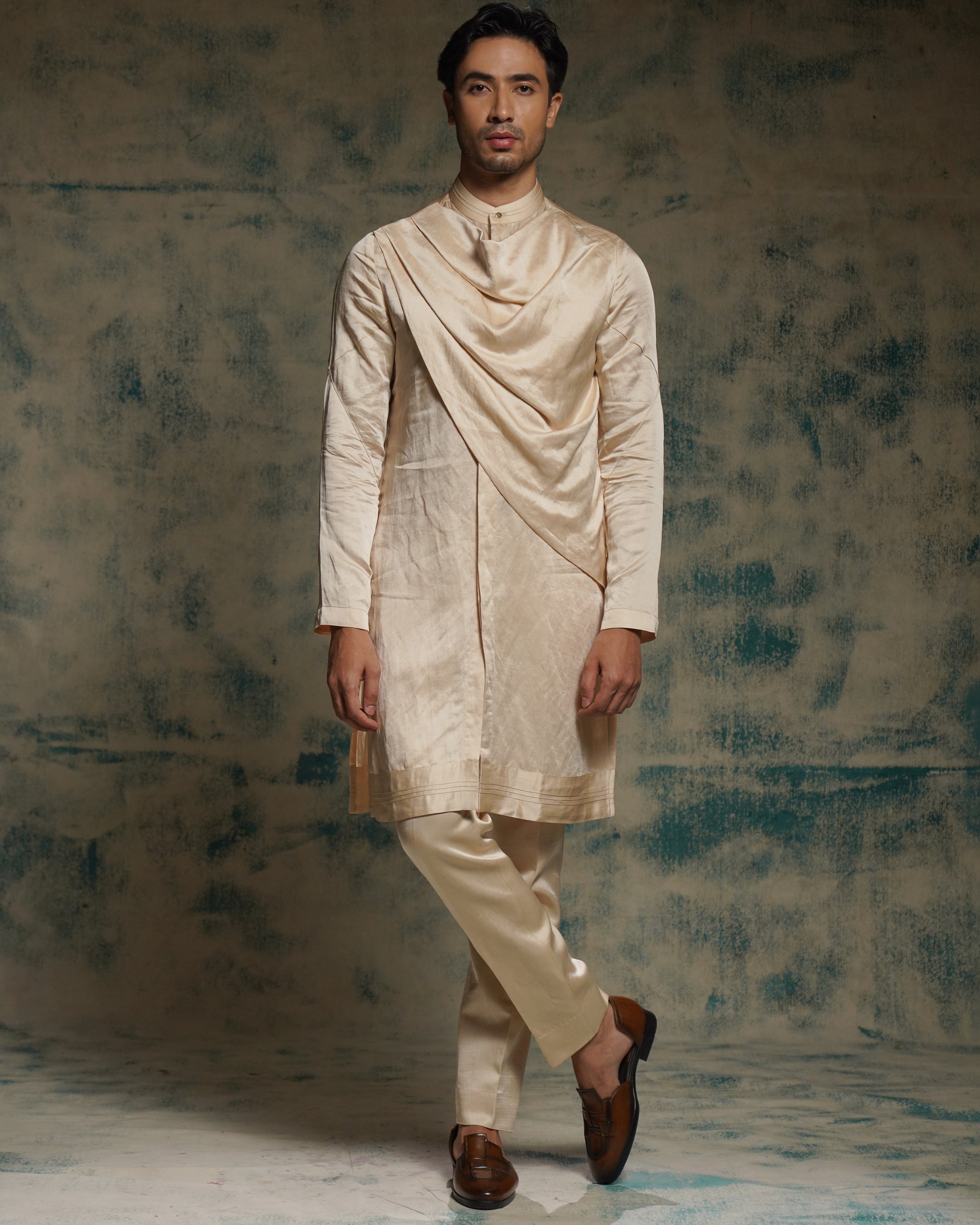 Buttercream Hand Embroidered Contempoarary Jacket Set