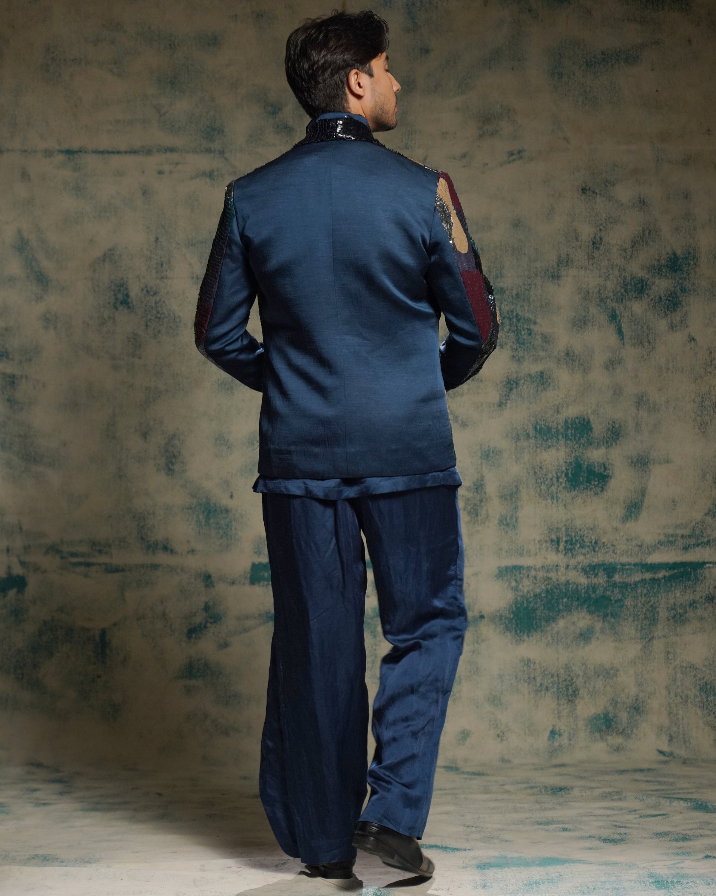 Multicolored Sequined Short Jacket Set