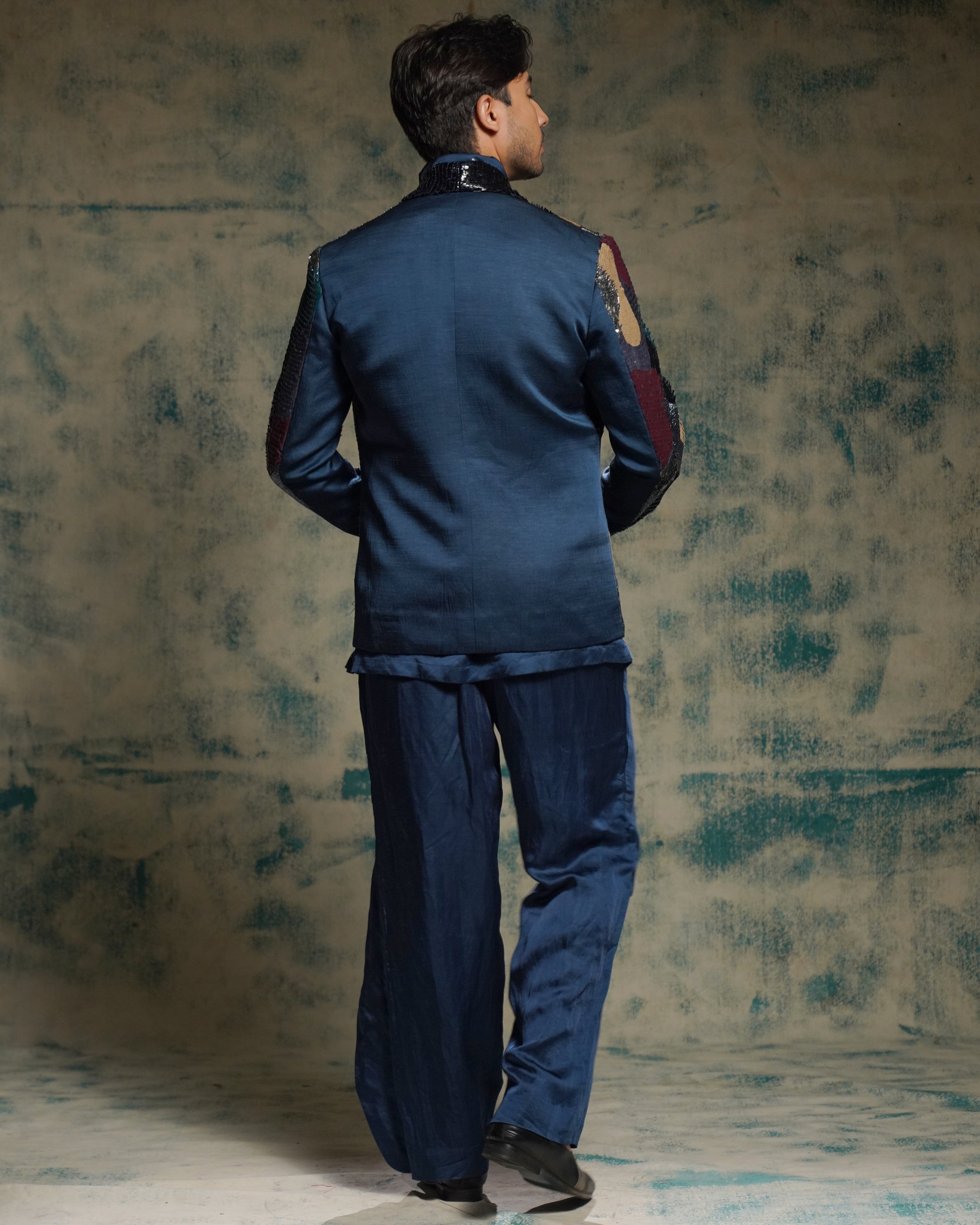 Multicolored Sequined Short Jacket Set