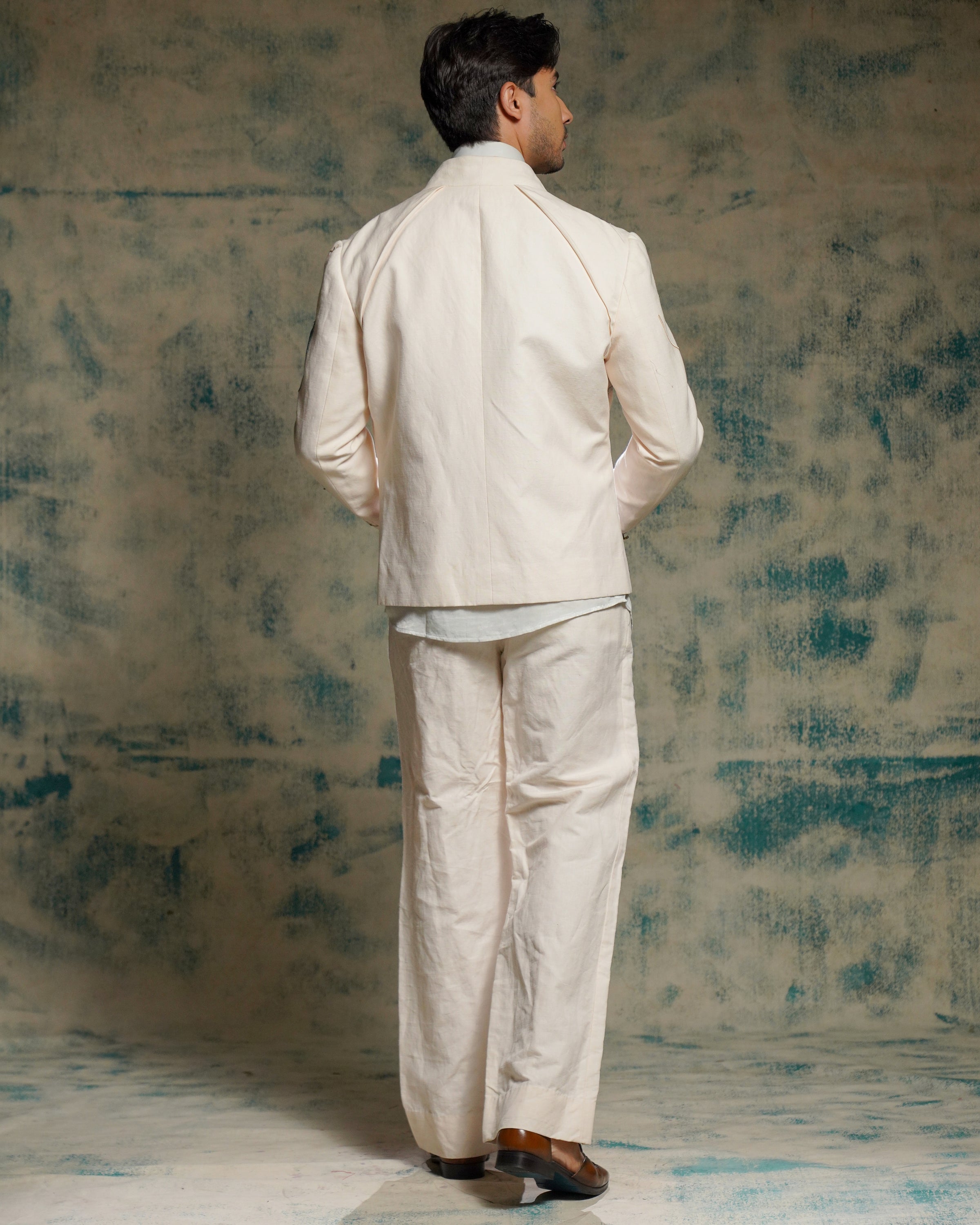 Apricot Ivory Handpainted Blazer Set