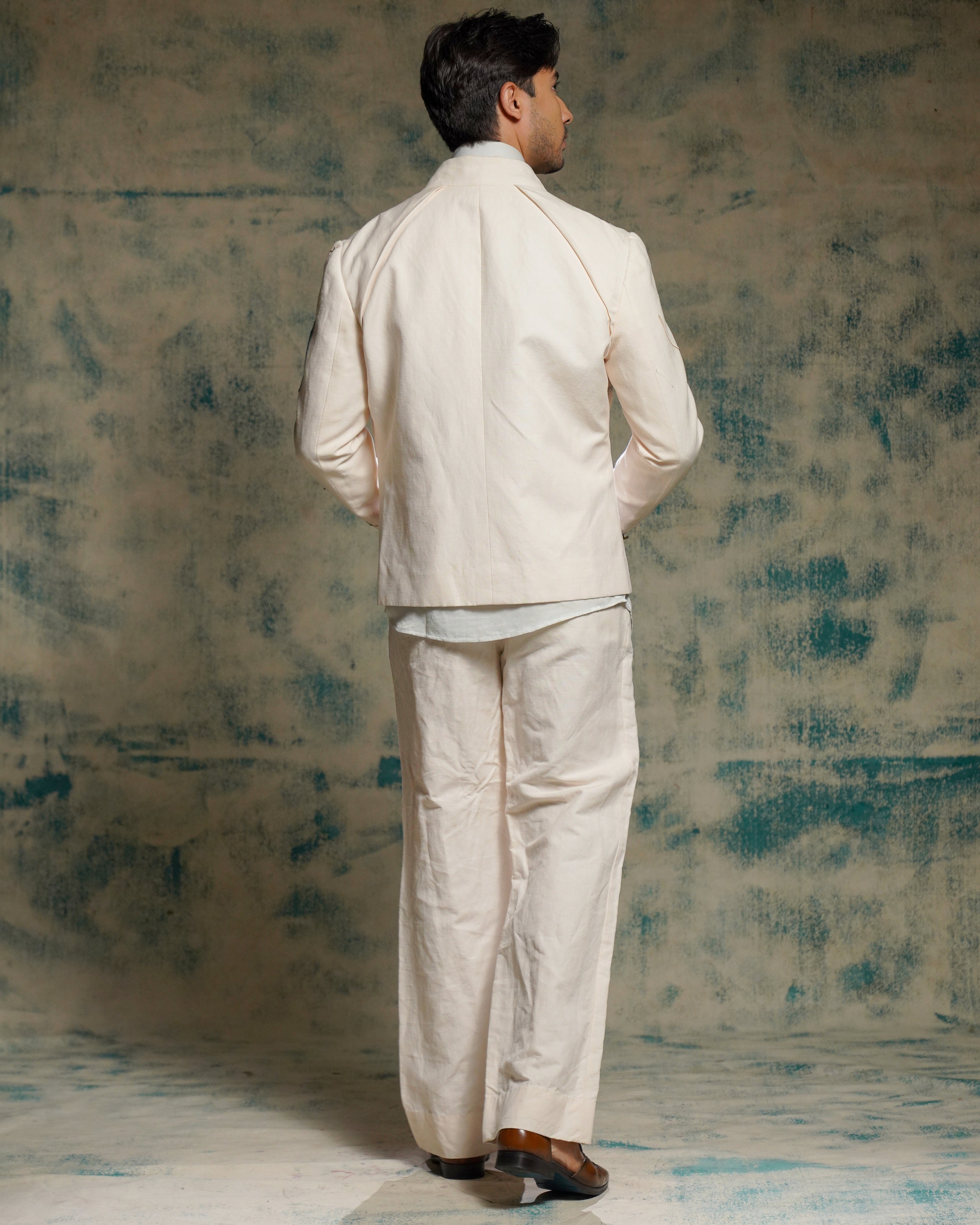 Apricot Ivory Handpainted Blazer Set