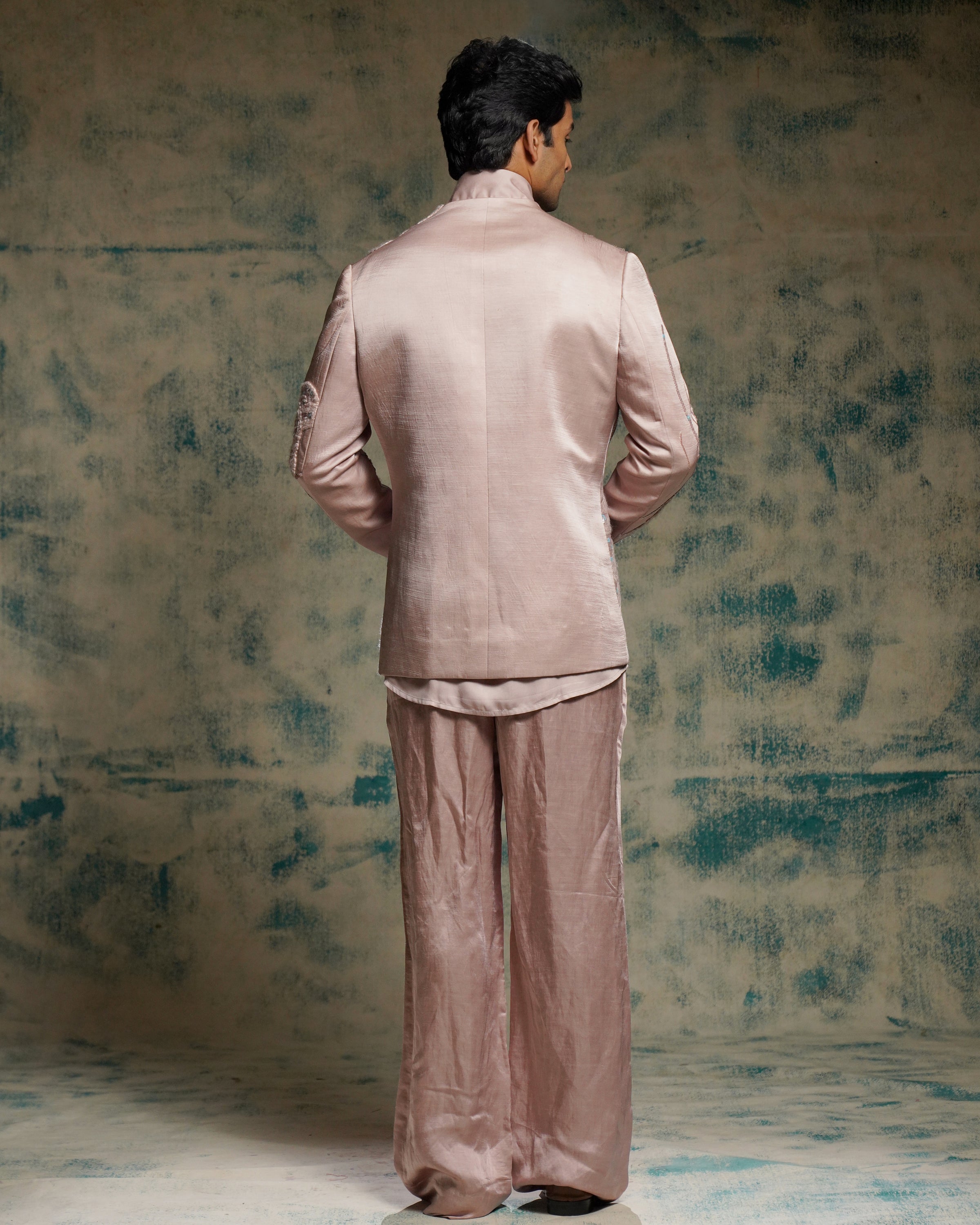 Mauve Hand Embroidered Concept Blazer Set.