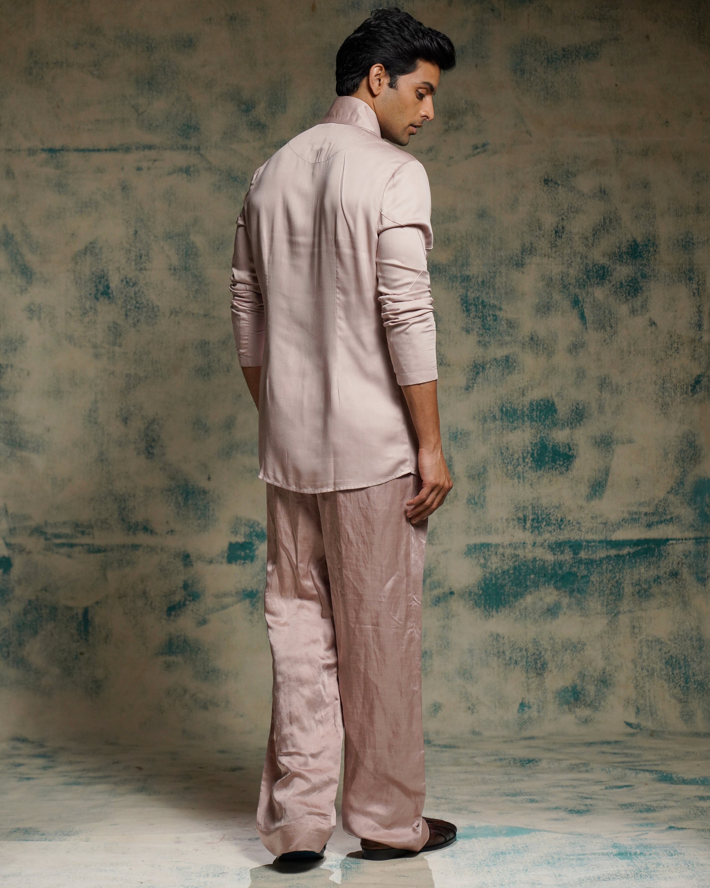 Mauve Hand Embroidered Concept Blazer Set.