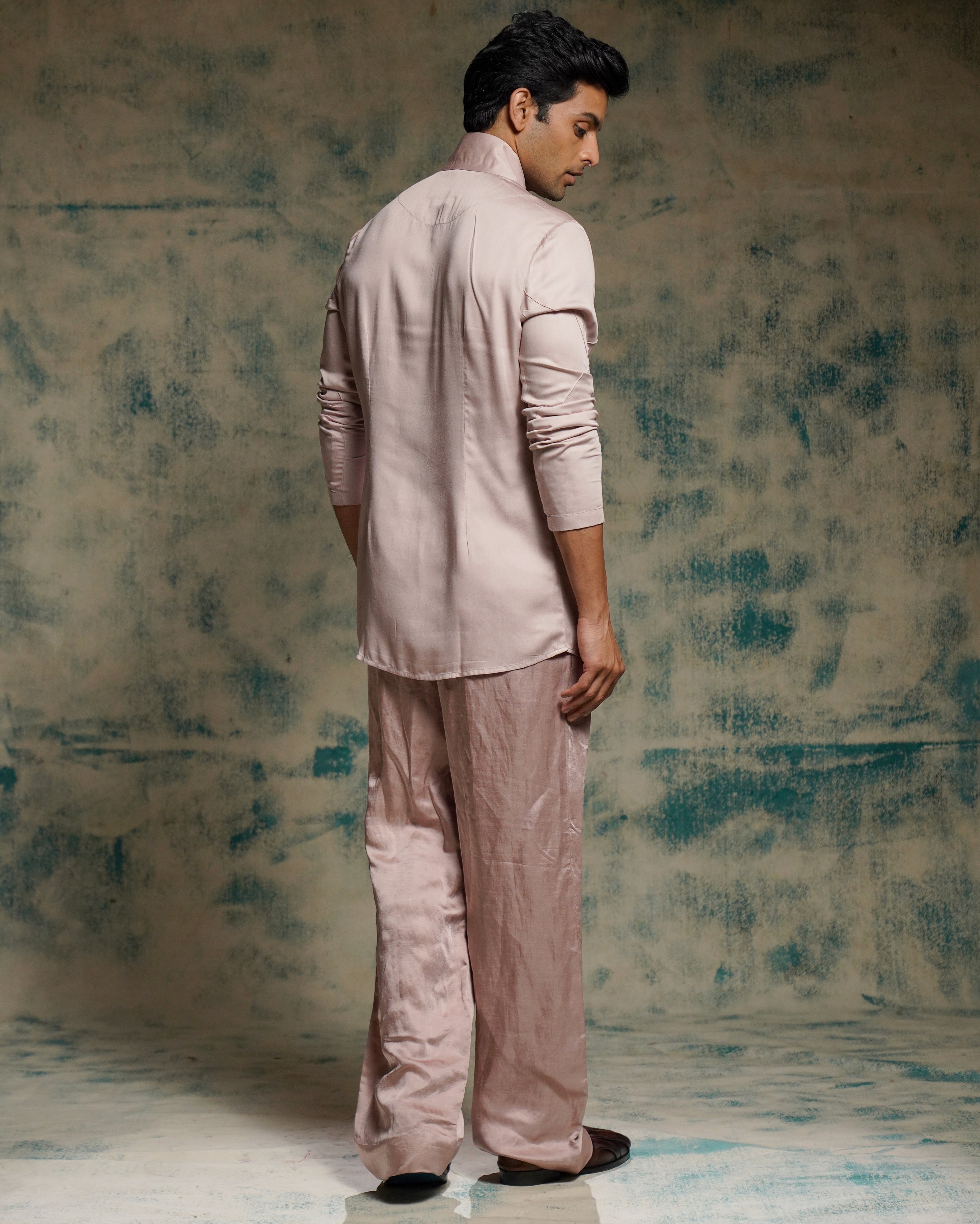 Mauve Hand Embroidered Concept Blazer Set.