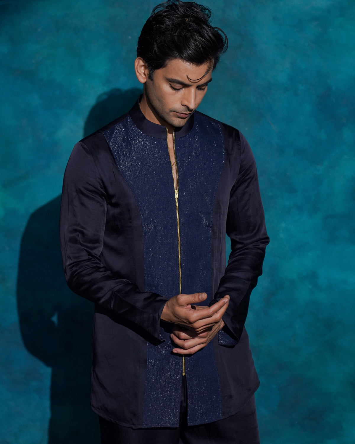 Midnight Blue Zipper
 Shirt Set