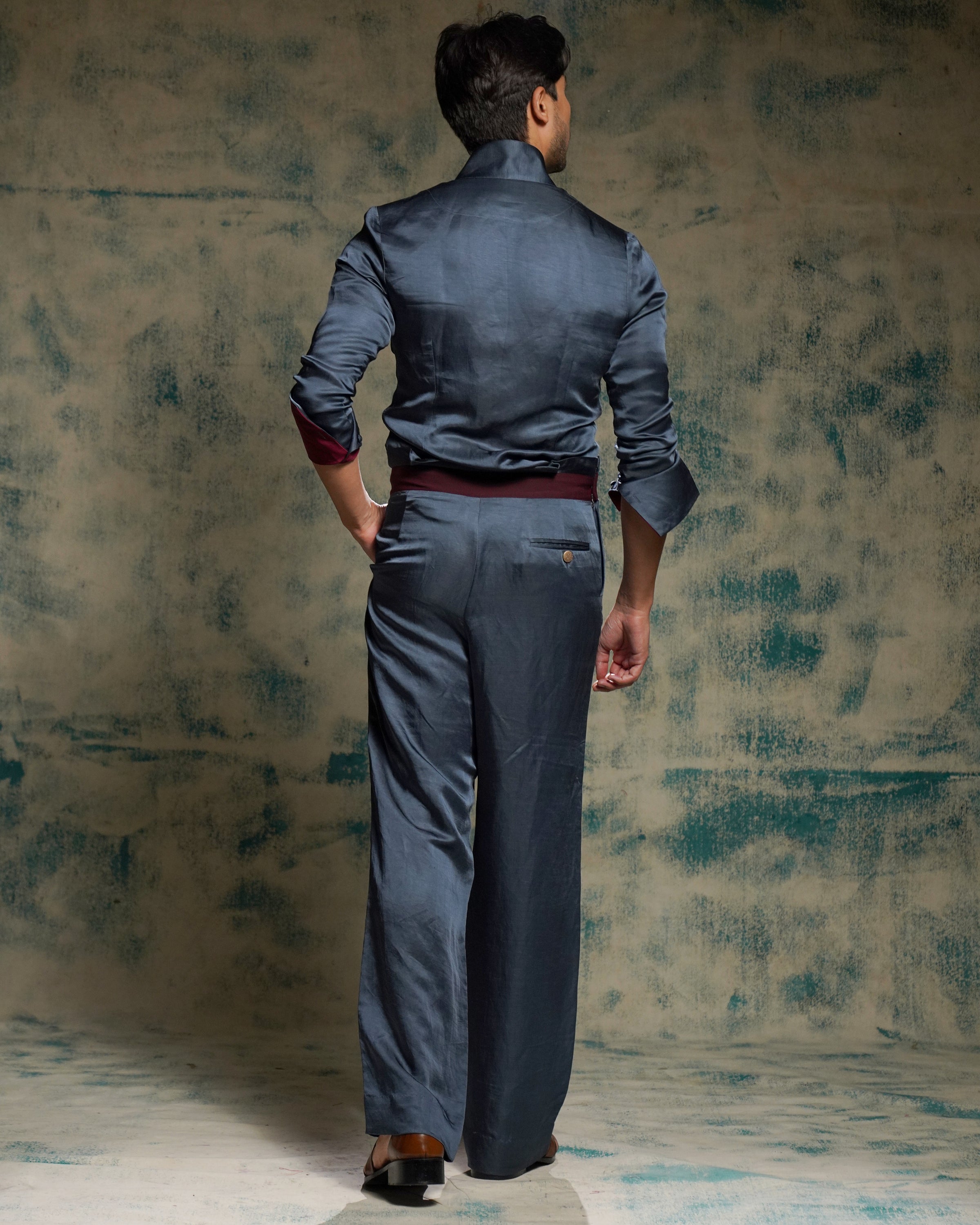 Charcoal Blue Shirt Set