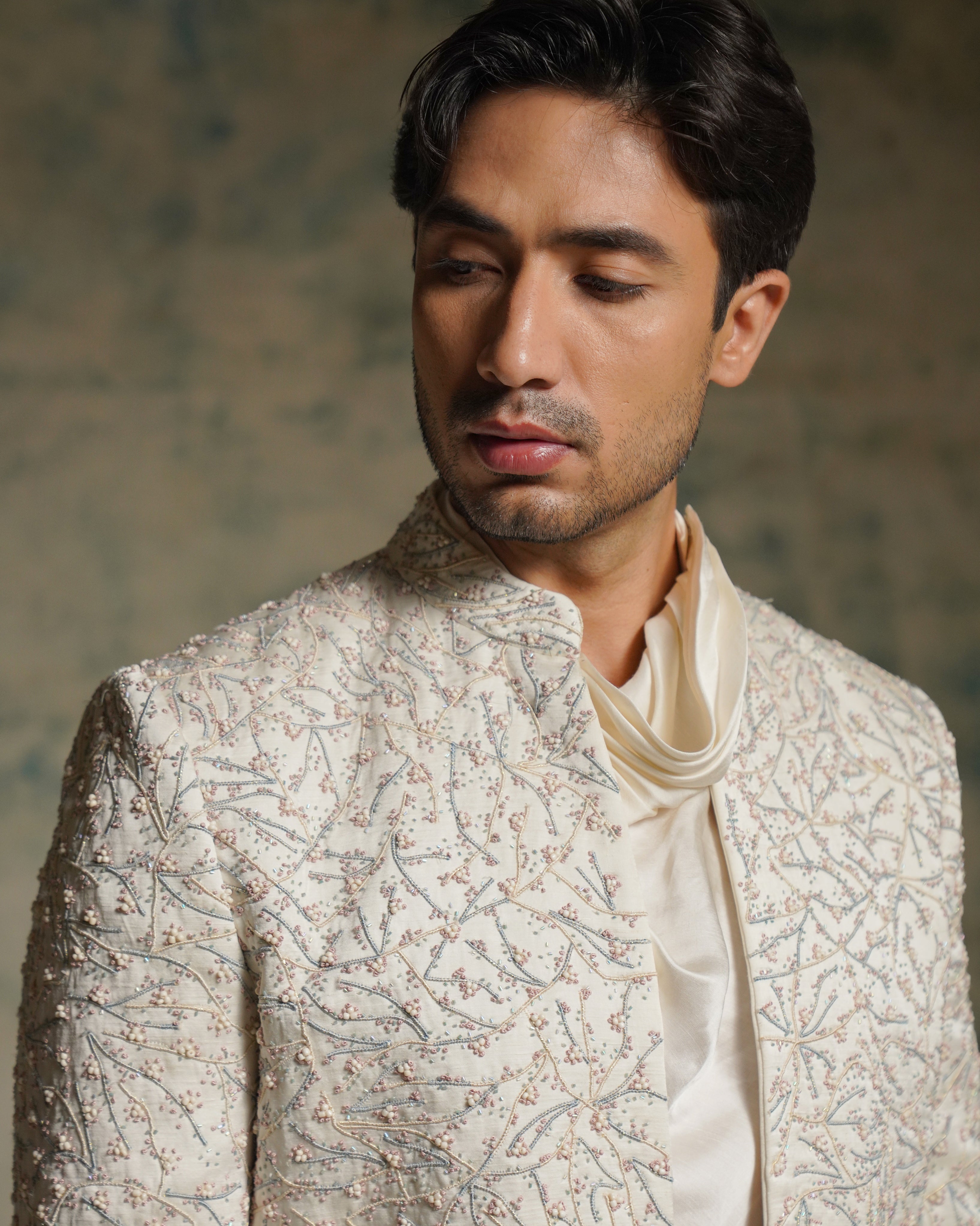 Honeyed Ivory Pearl Short Jacket Set