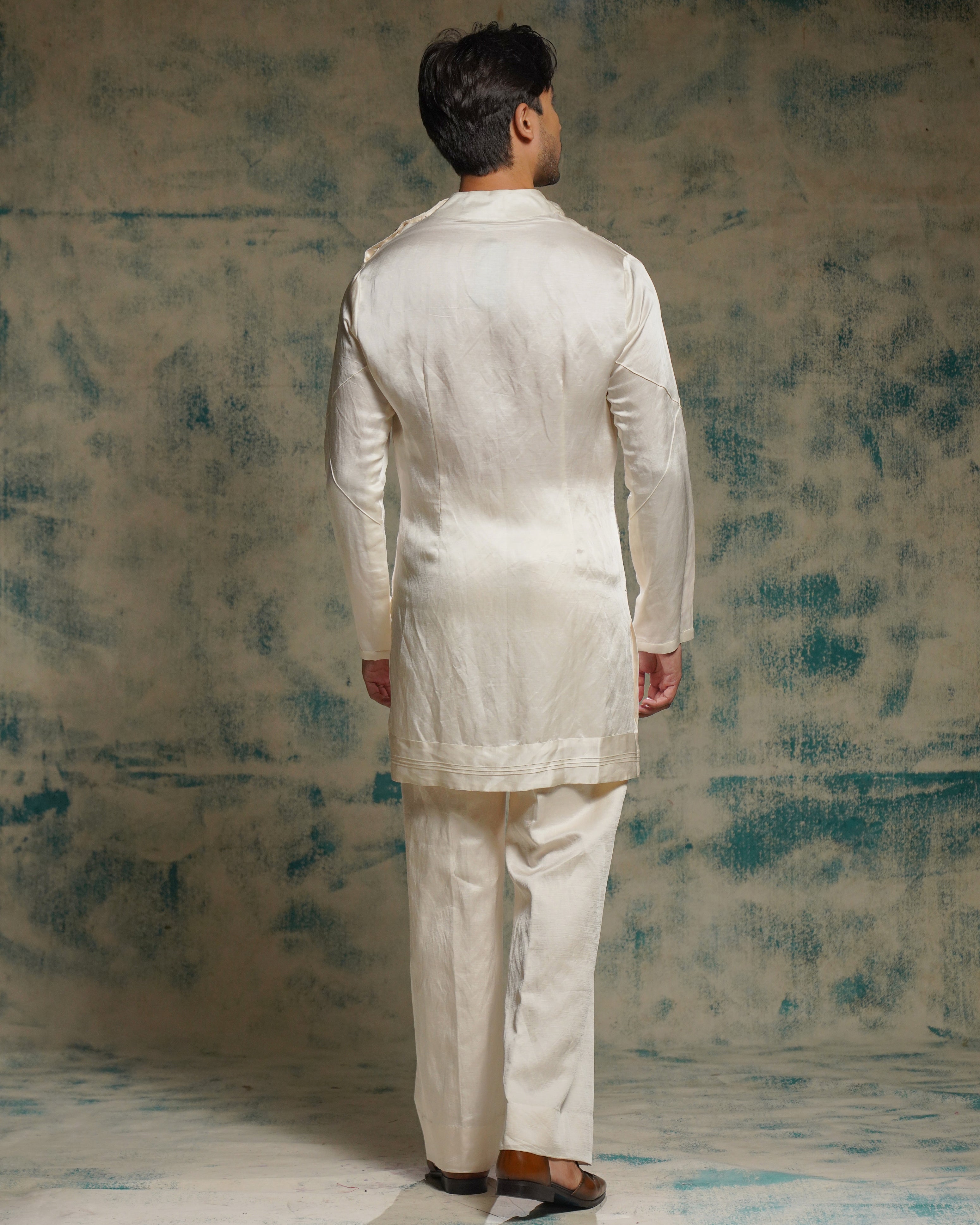 Honeyed Ivory Pearl Short Jacket Set