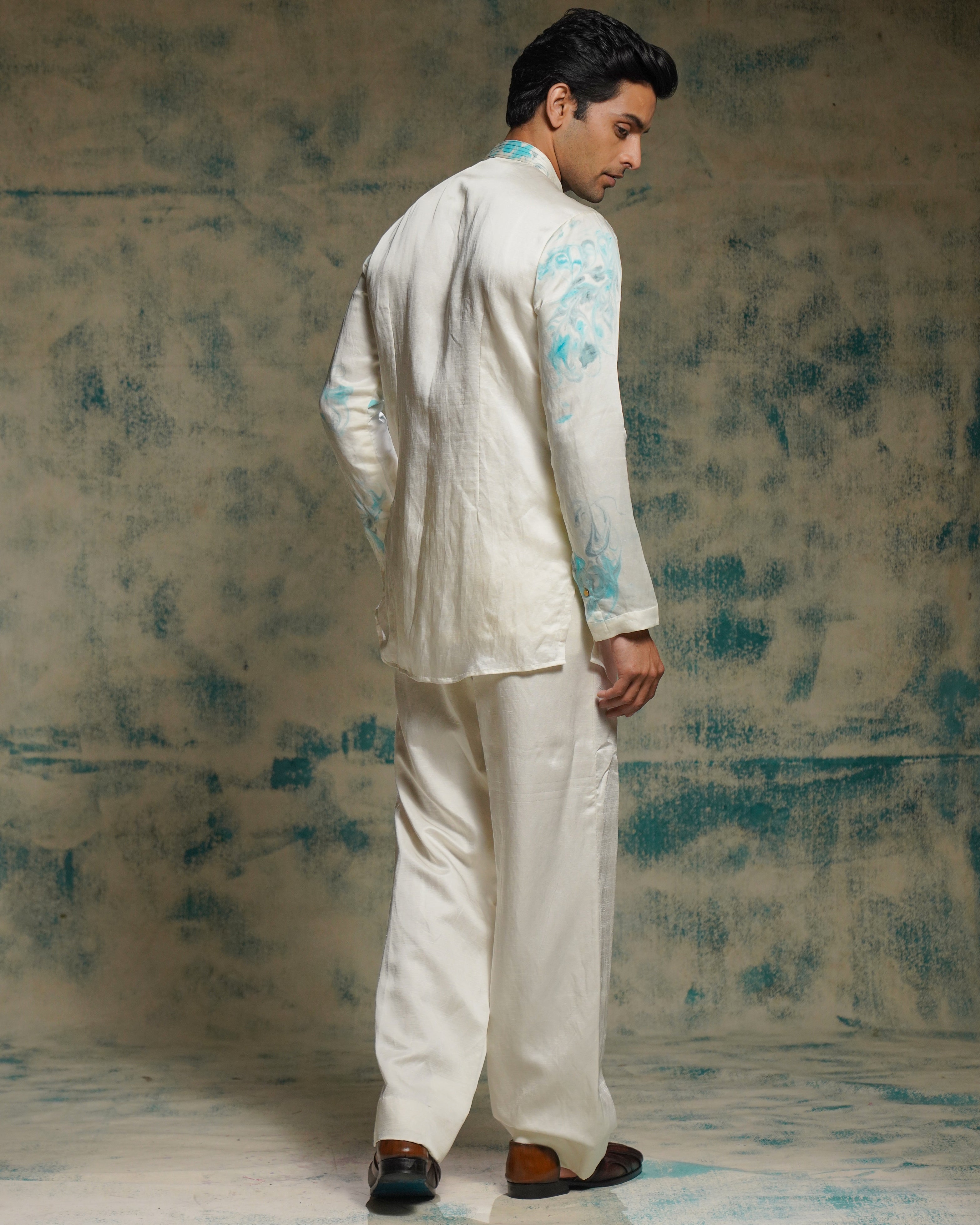 Ivory Embriodered Short Jacket Set