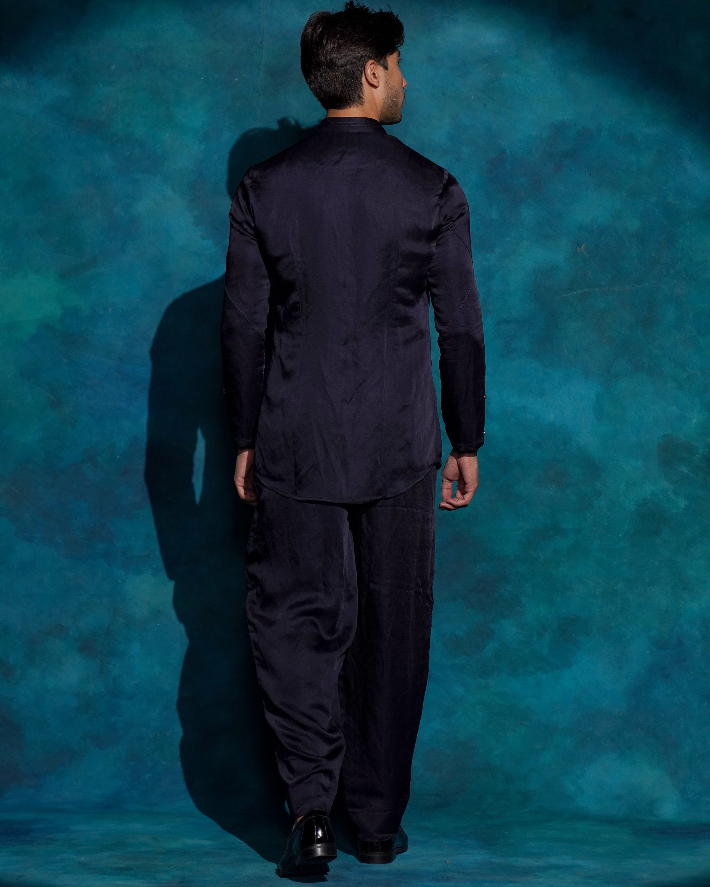 Midnight Blue Floral Embroidered Set