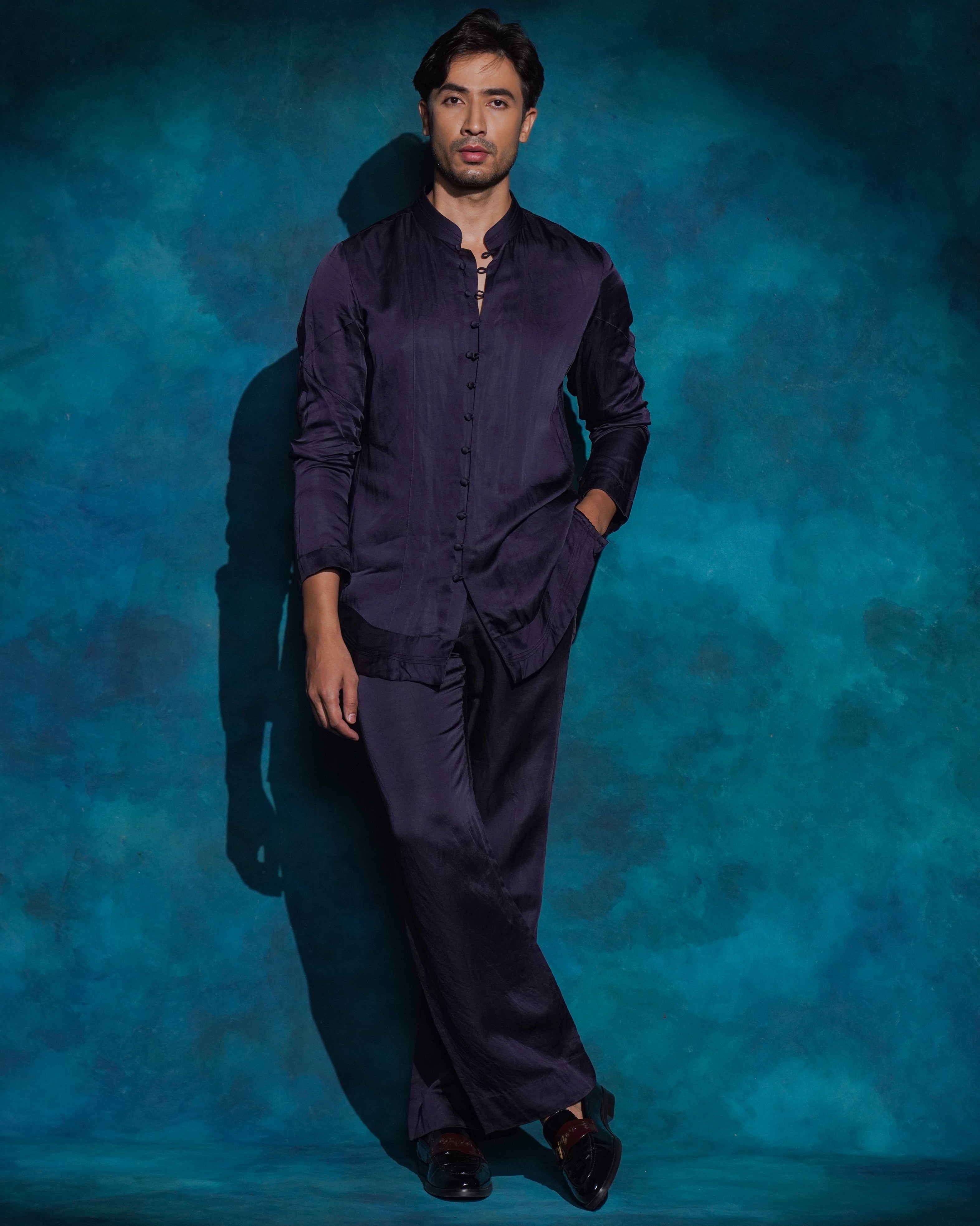Midnight Blue Potli Button Kurta Set