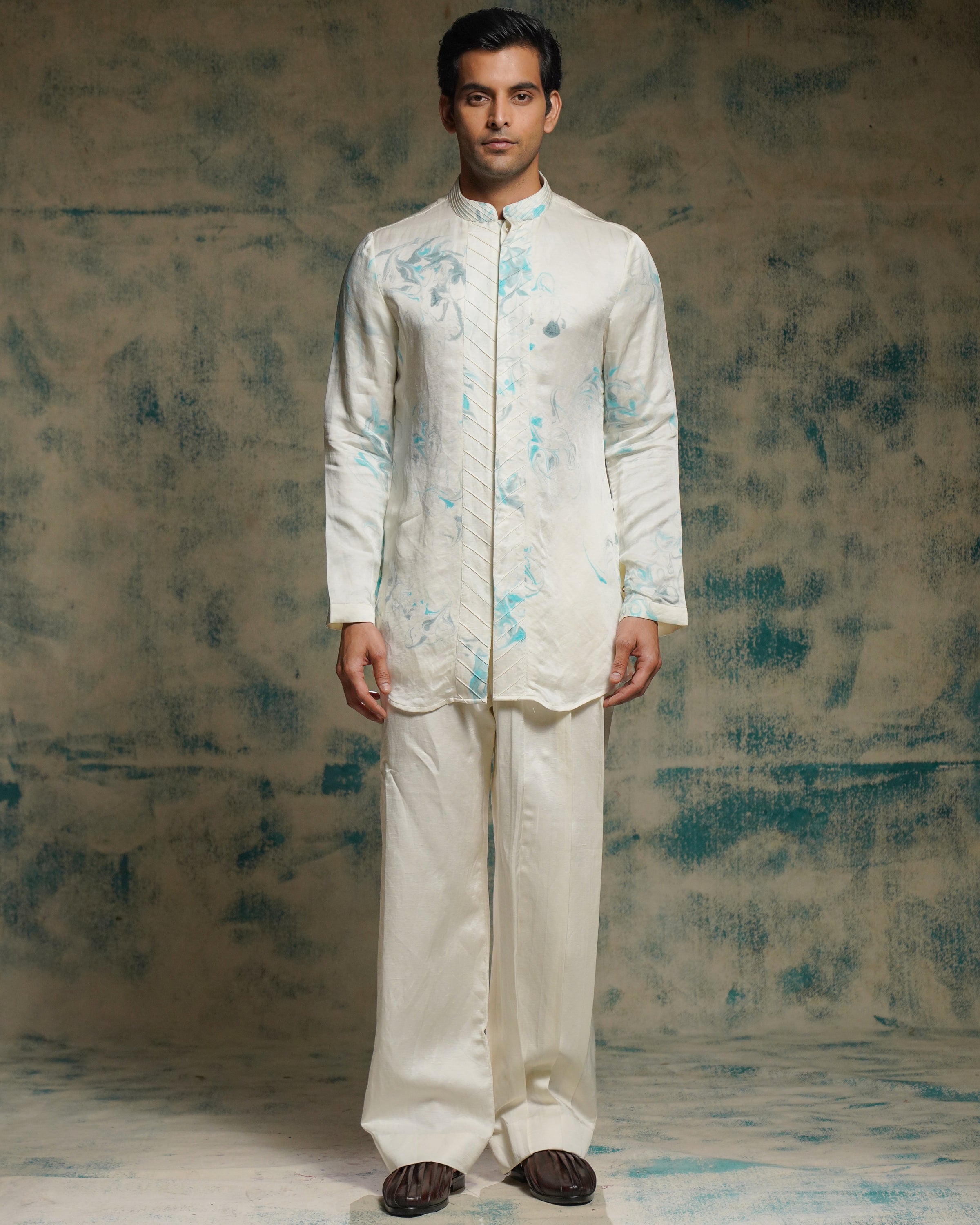 Ivory Marble Dyed Kurta Set