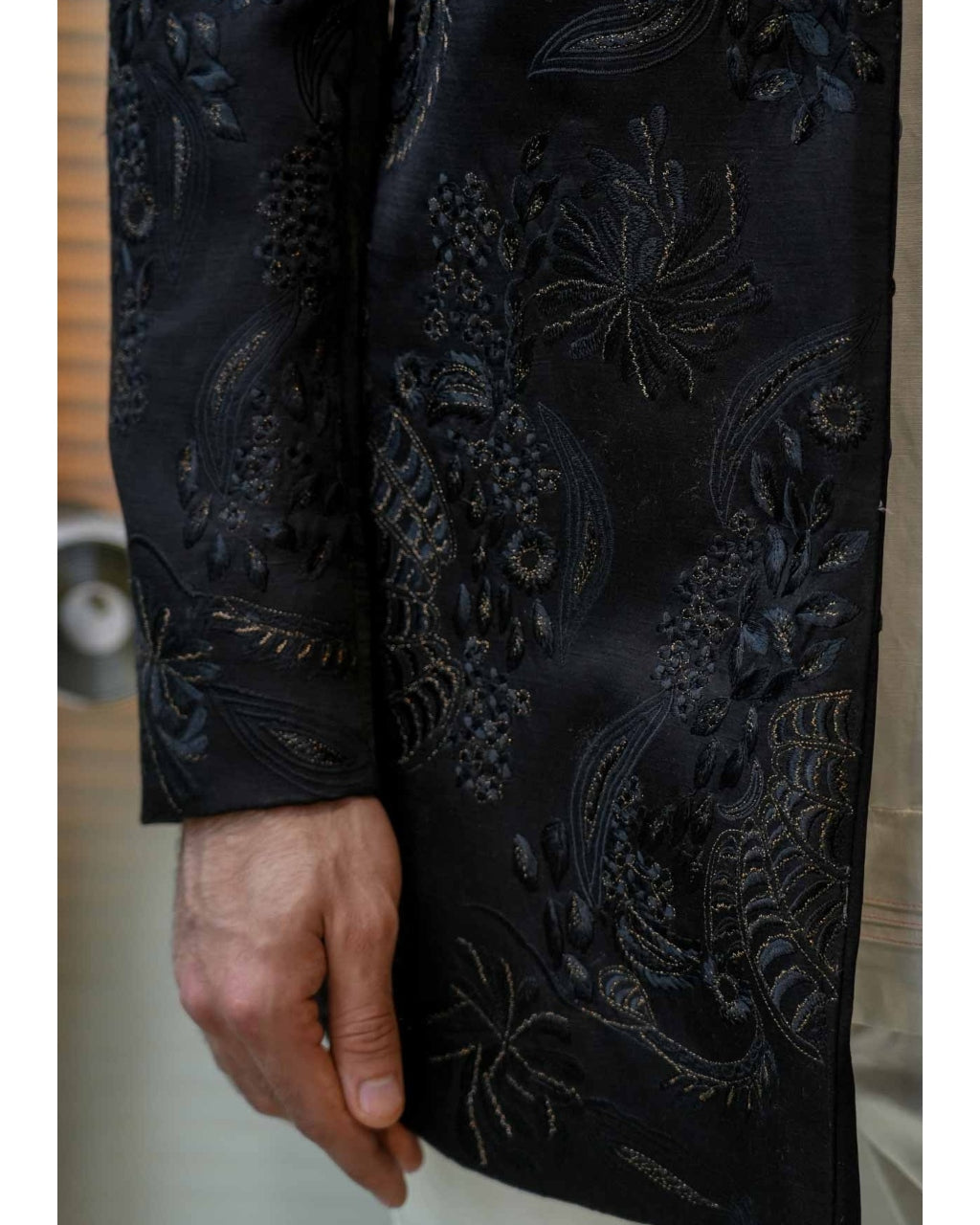 Mother of Pearl Black Bandhgala Set