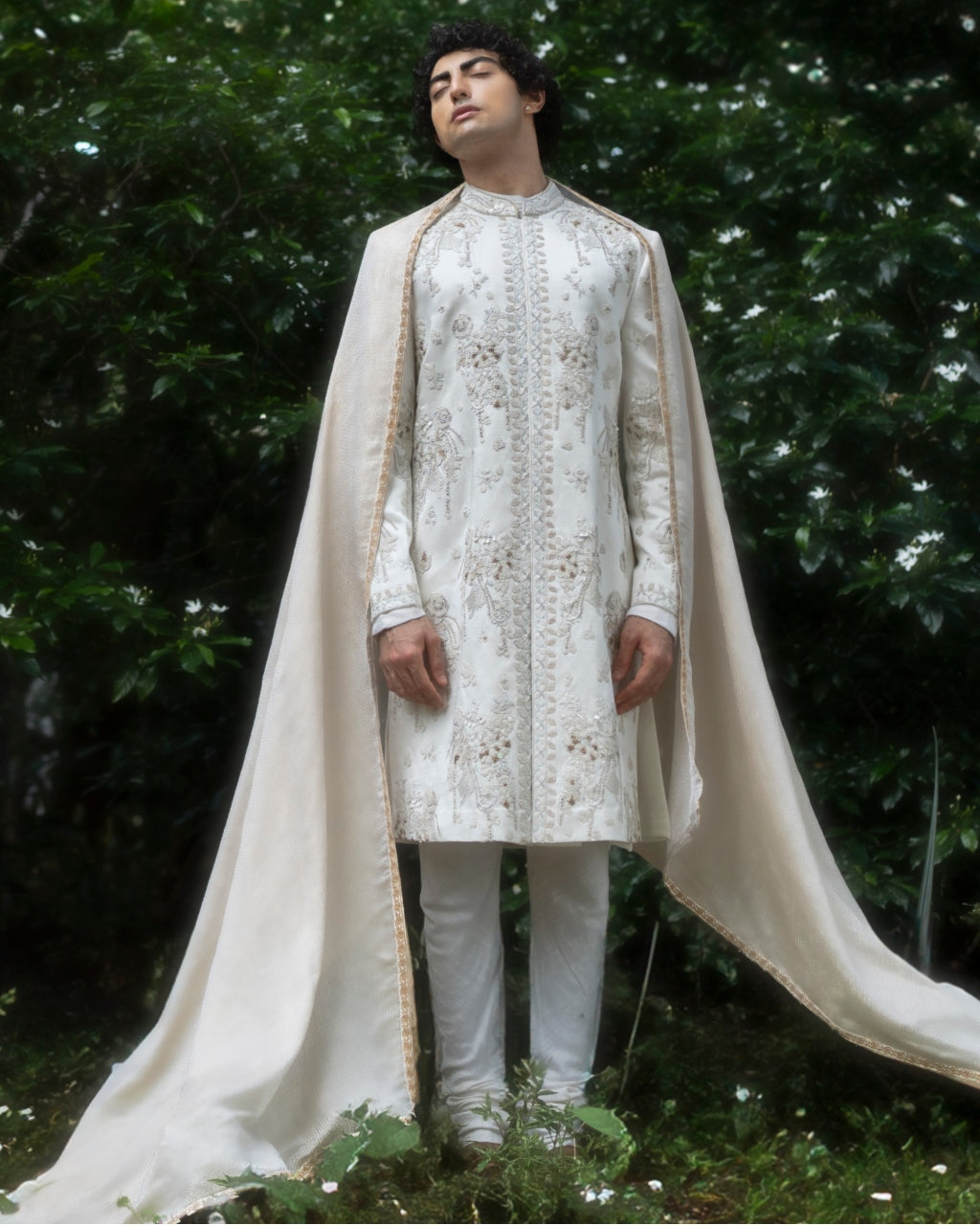 Wisteria White Sherwani Set