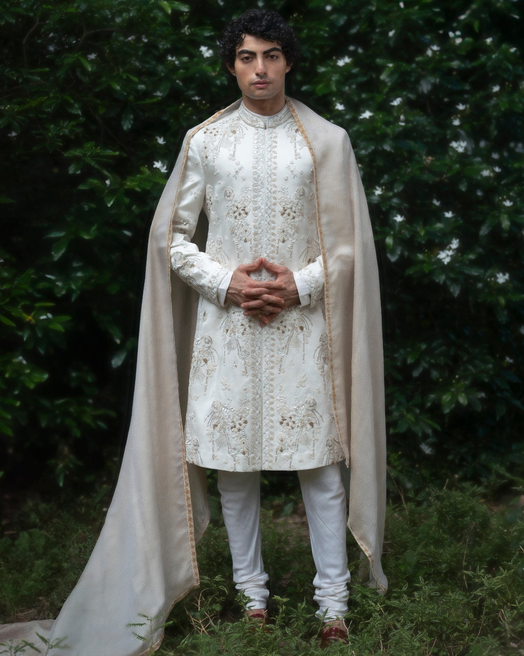 Wisteria White Sherwani Set