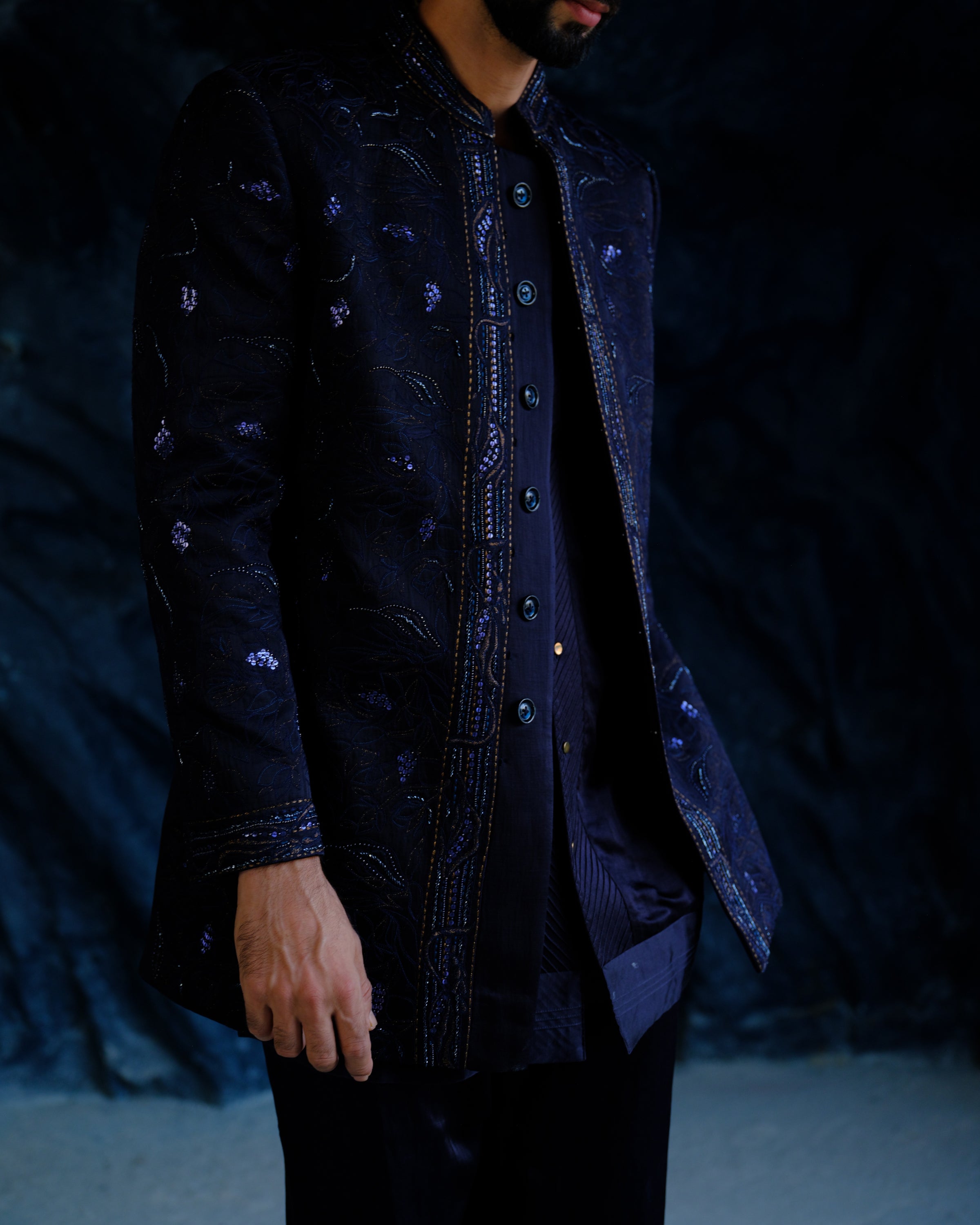 Midnight Bandhgala Bling Set