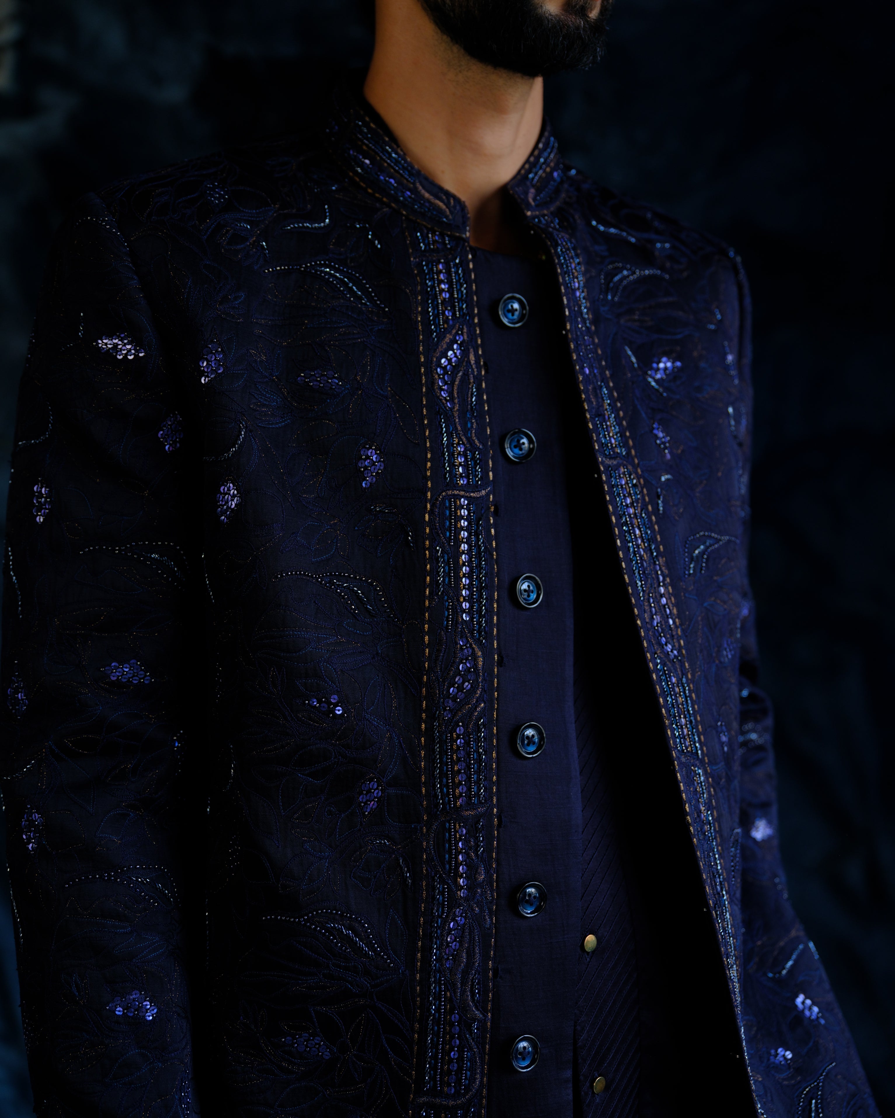 Midnight Bandhgala Bling Set