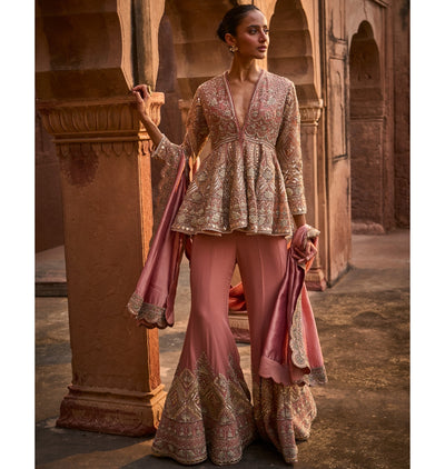 Paroo Embroidered Peplum Sharara Set