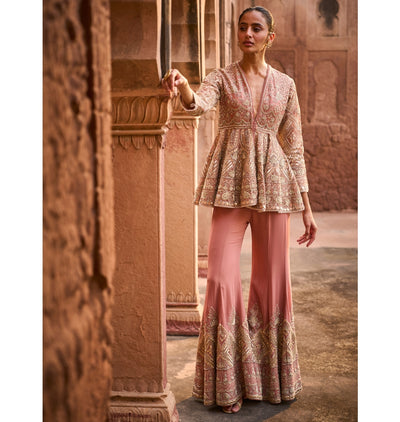 Paroo Embroidered Peplum Sharara Set