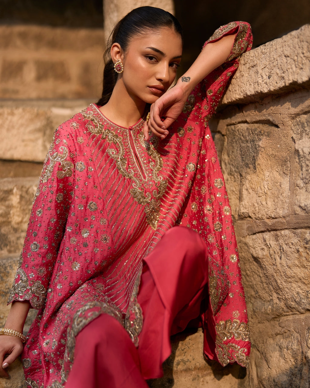 Coral Nebula Kurta Set