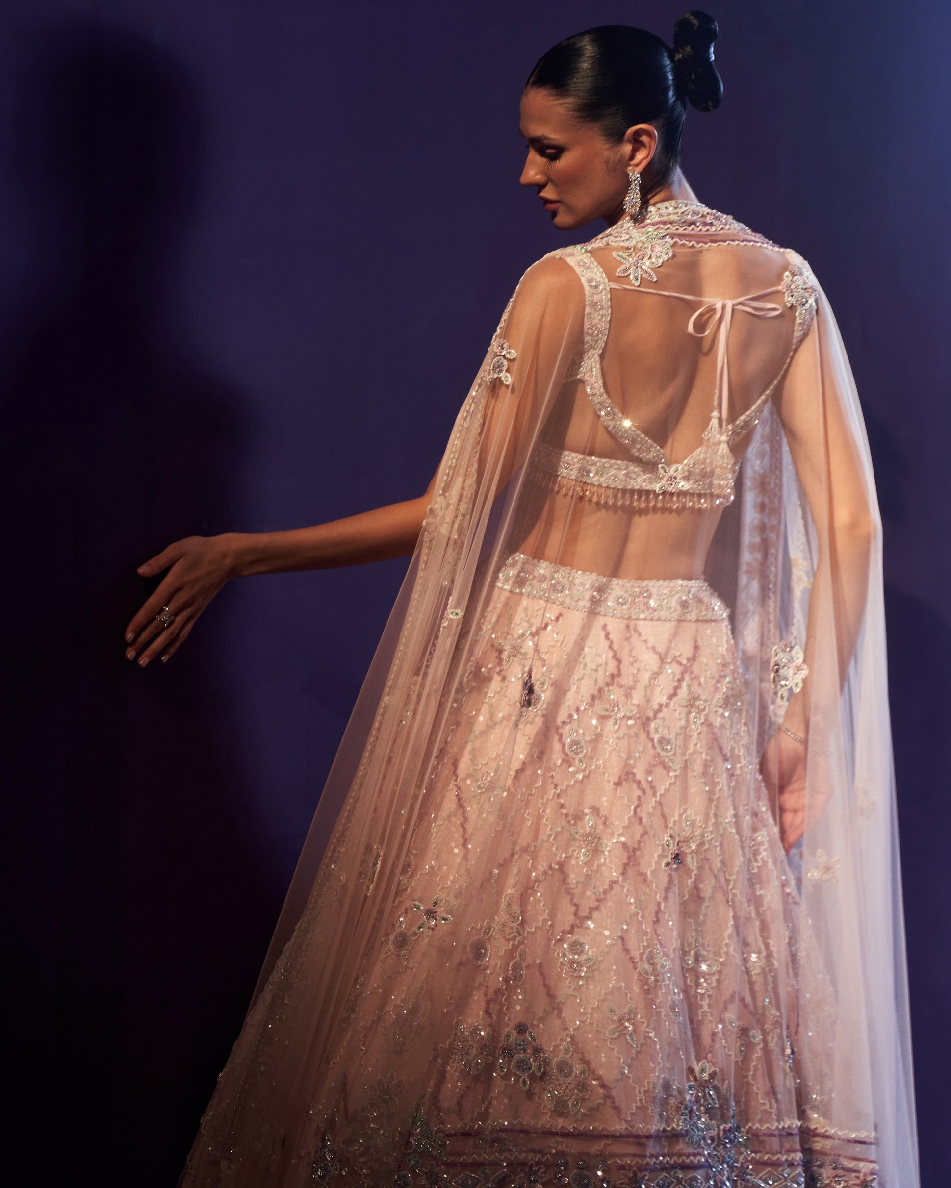 Pink Net Lehenga Set