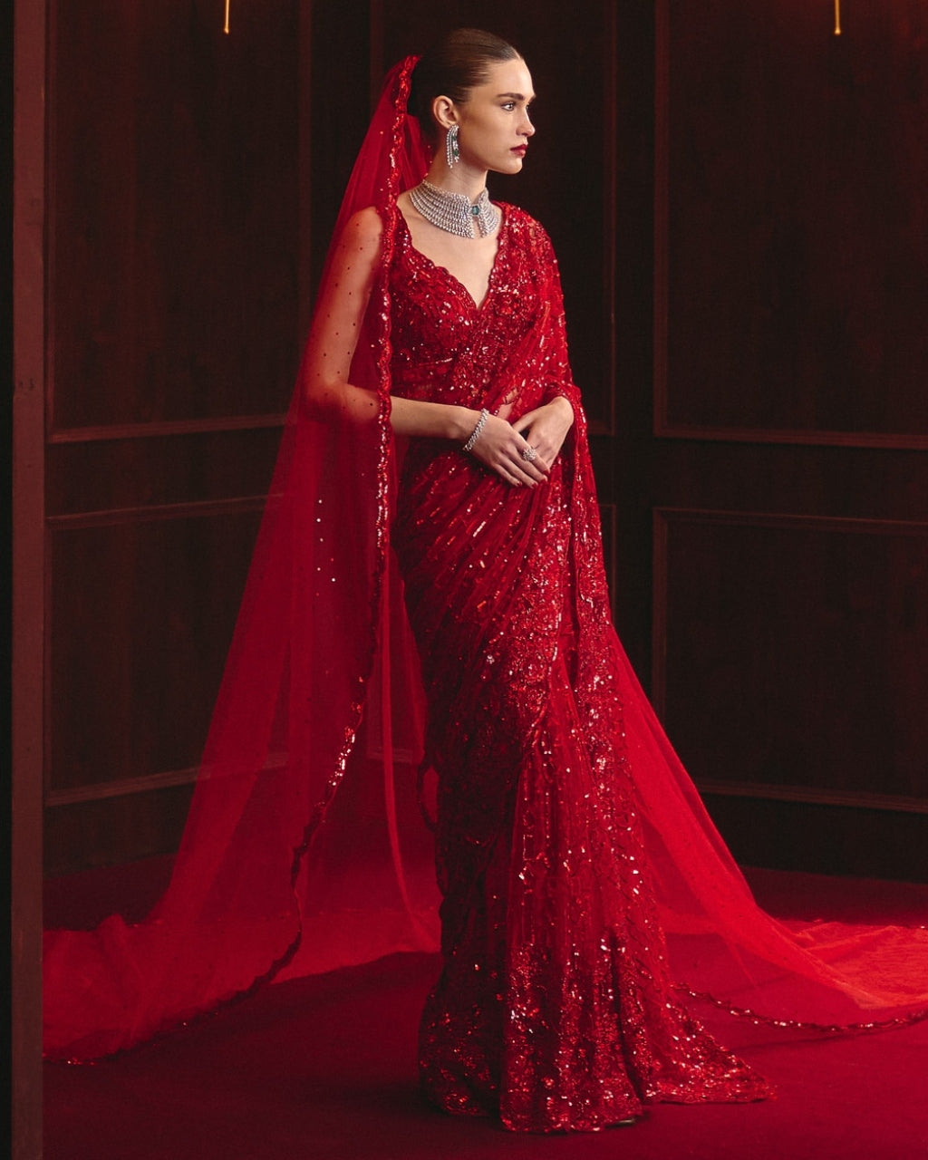 The Sovereign Flame Sari Set