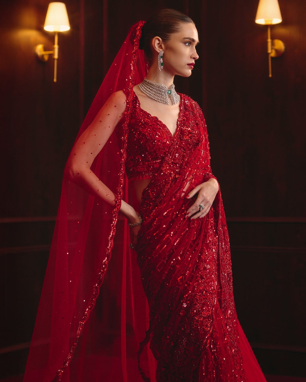 The Sovereign Flame Sari Set
