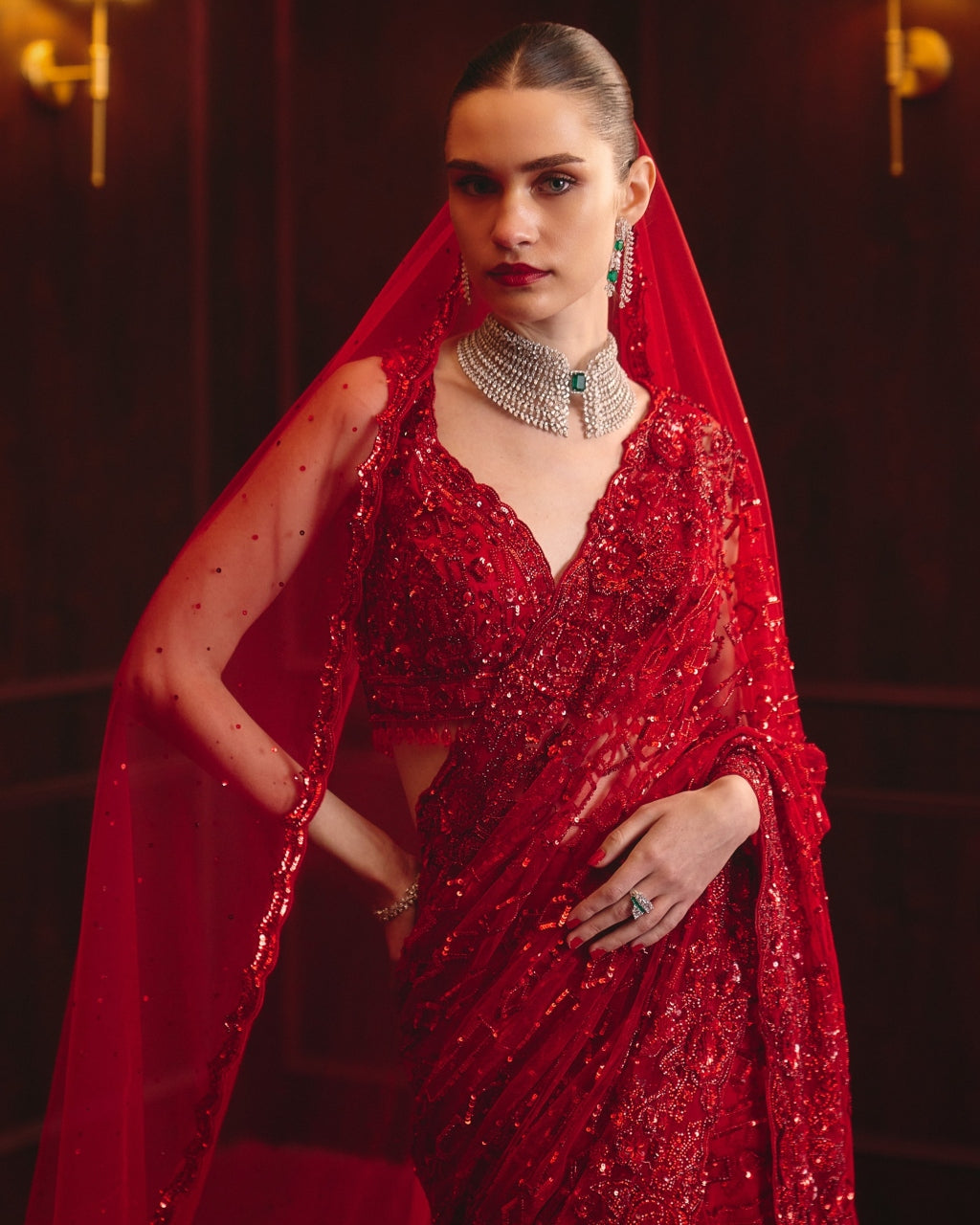 The Sovereign Flame Sari Set